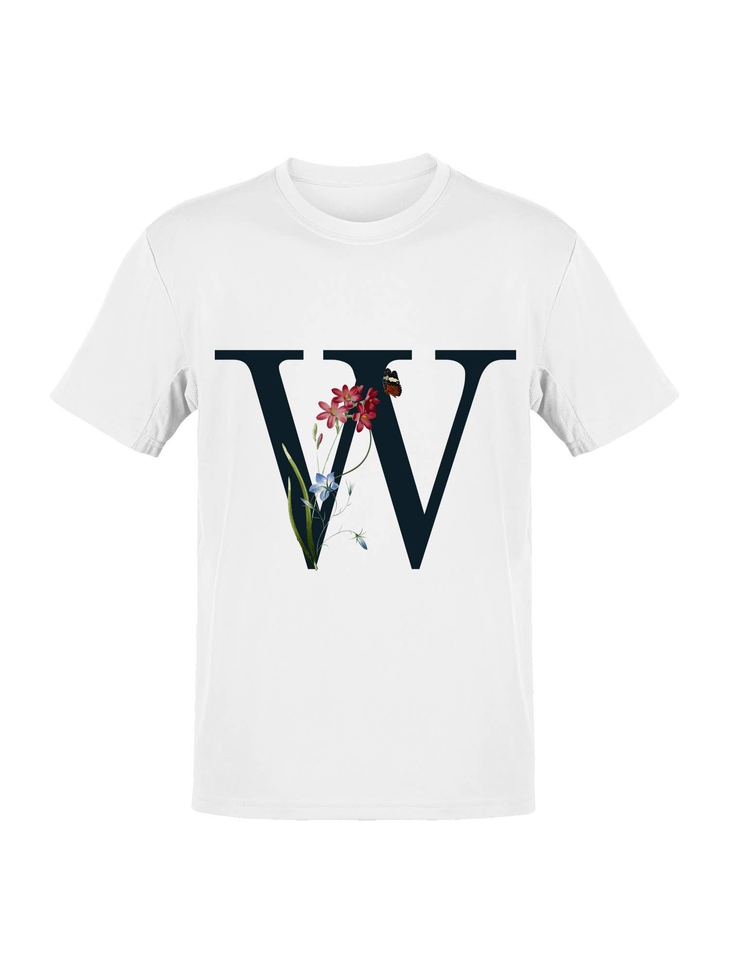 Floral Letter W with Butterfly Women's T-Shirt Hoodie, Sweatshirt | PodTeesHub.com