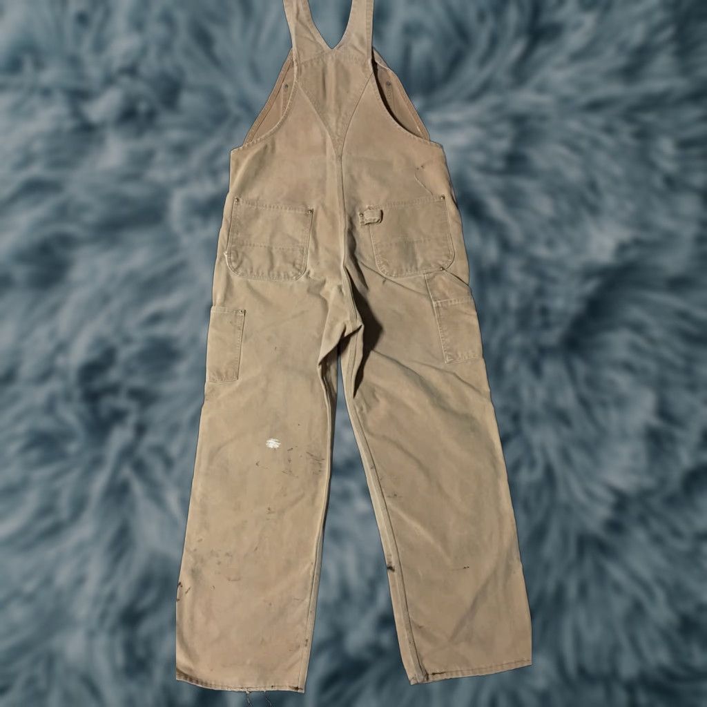 Vintage Carhartt Overalls Shirt Mens 36 Tan 90s 80s Grunge Painter Biker Usa Paint Distress Hoodie, Sweatshirt