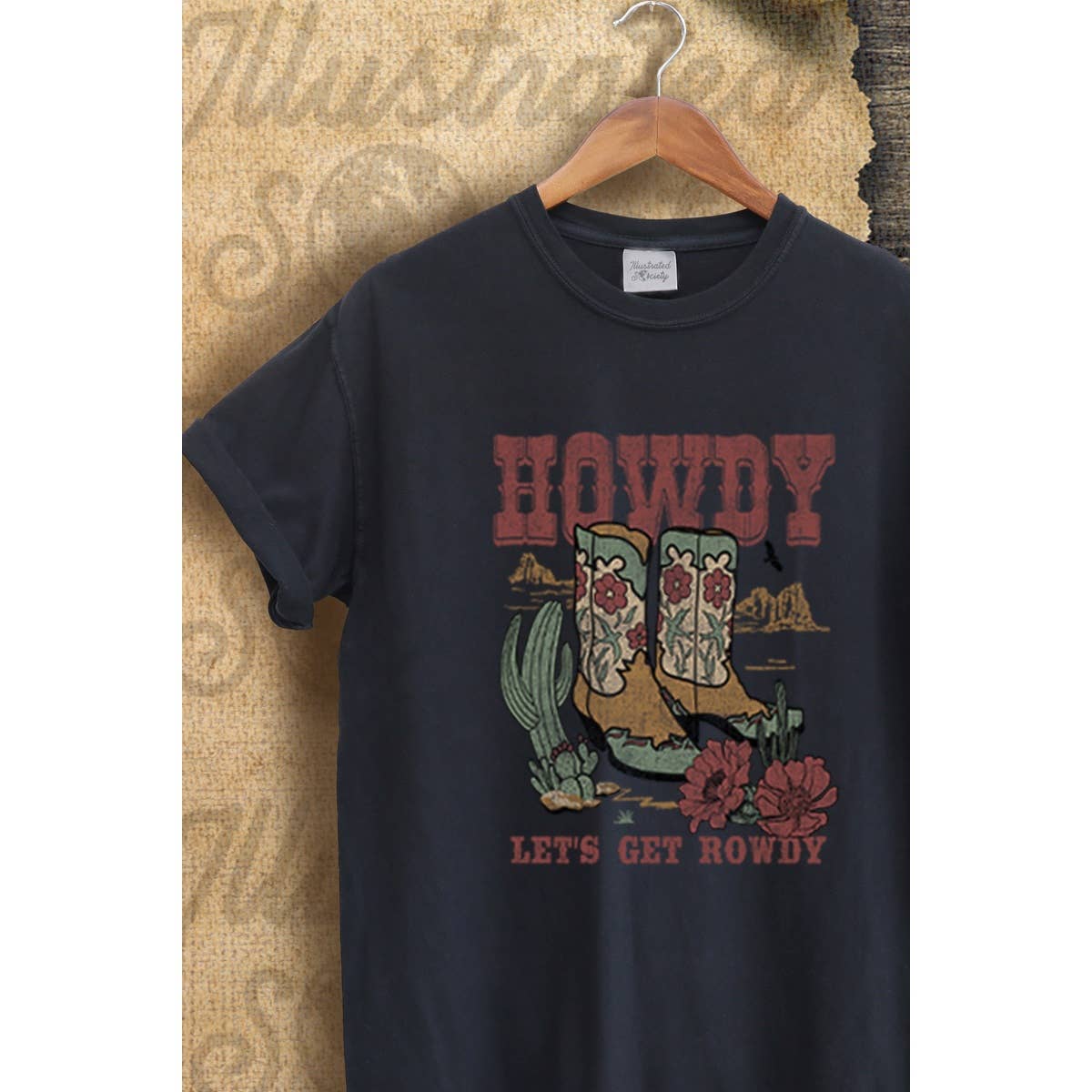 Howdy Lets Get Rowdy Vintage Graphic  Tee Hoodie, Sweatshirt | PodTeesHub.com