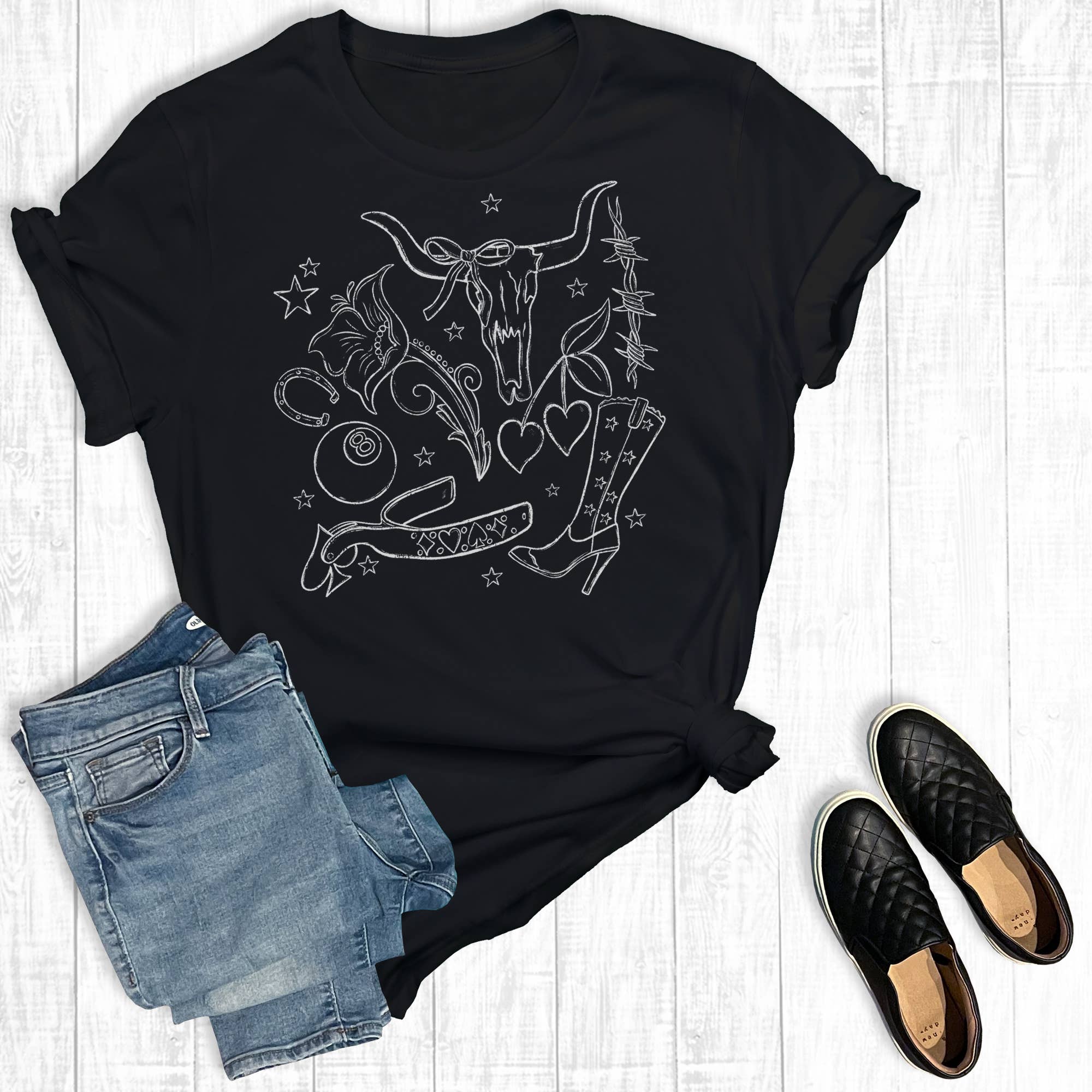 Western Cowgirl Collage Graphic Tee Hoodie, Sweatshirt | PodTeesHub.com
