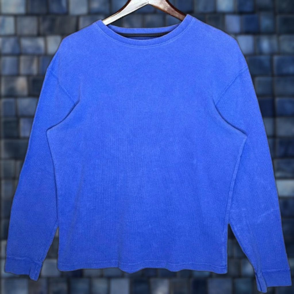 Vintage Champs Sports T Shirt Long Sleeve Mens Large Blue Thermal 90s Retro Sports Men L Blu Hoodie, Sweatshirt