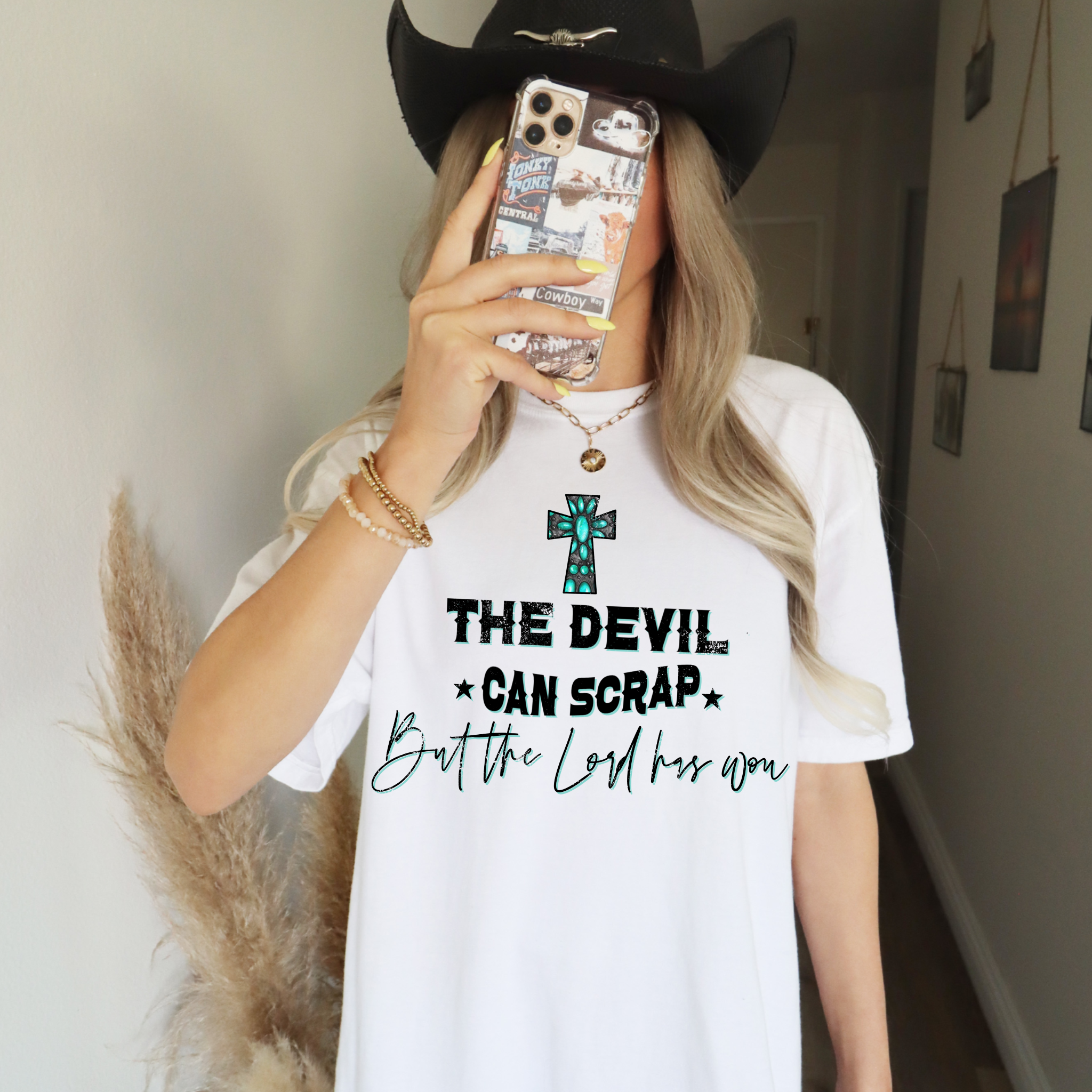 The Devil Can Scrap Western Comfort Color Graphic Tee Hoodie, Sweatshirt | PodTeesHub.com