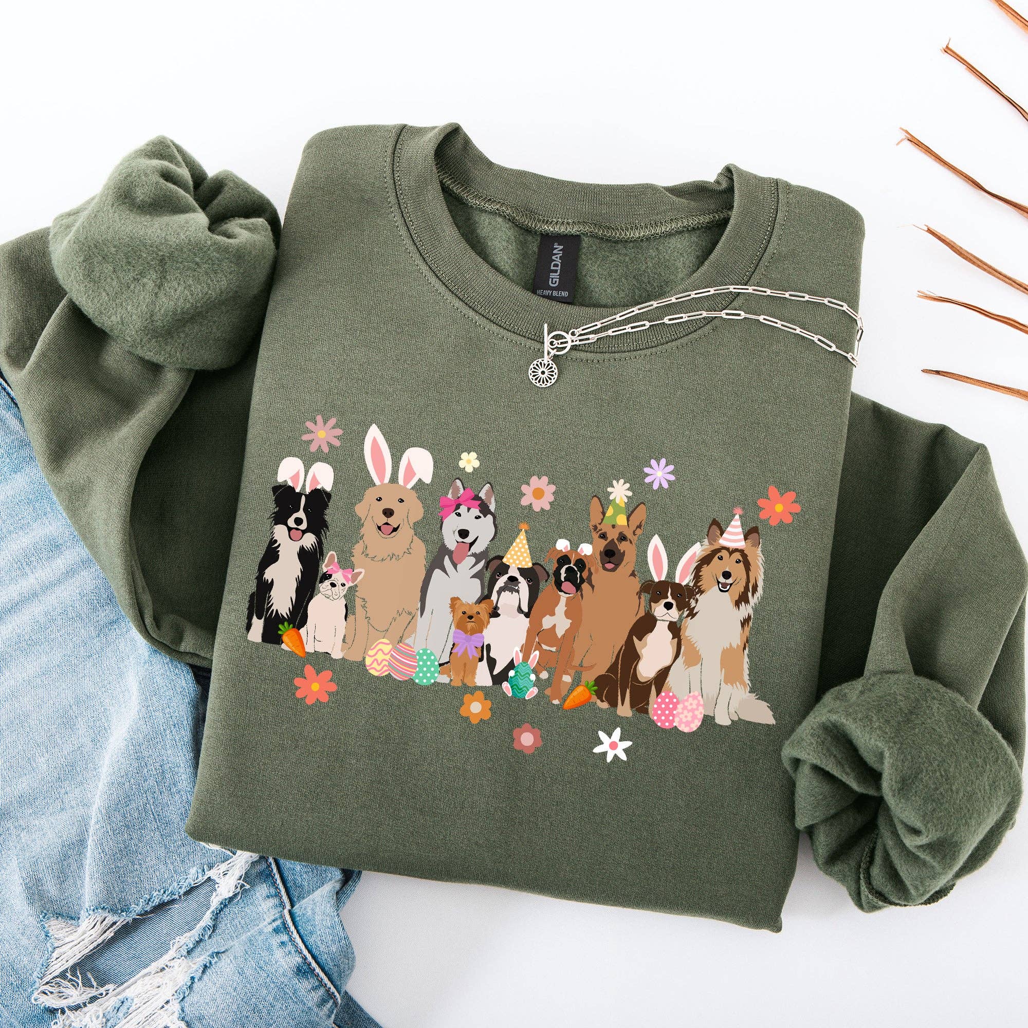 Adorable Dogs, Easter, Bunny Jesus Rabbit Holiday Sweatshirt T-Shirts, Hoodie | PodTeesHub.com