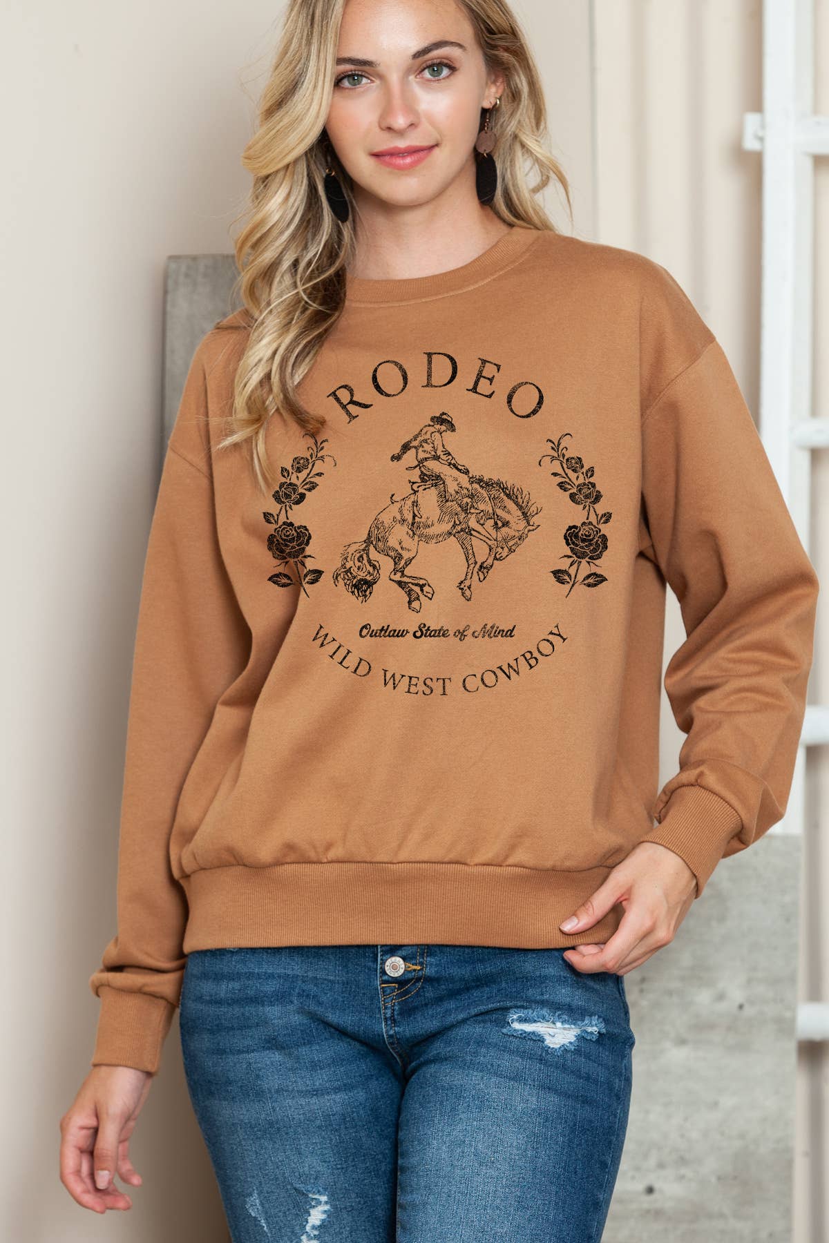 Women Rodeo Graphic Print Solid Pullover Sweater T-Shirts, Hoodie, Sweatshirt | PodTeesHub.com