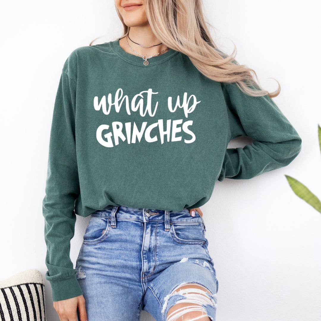 What Up Grinches Christmas Long Sleeve Tee - Graphic Tee Hoodie, Sweatshirt | PodTeesHub.com
