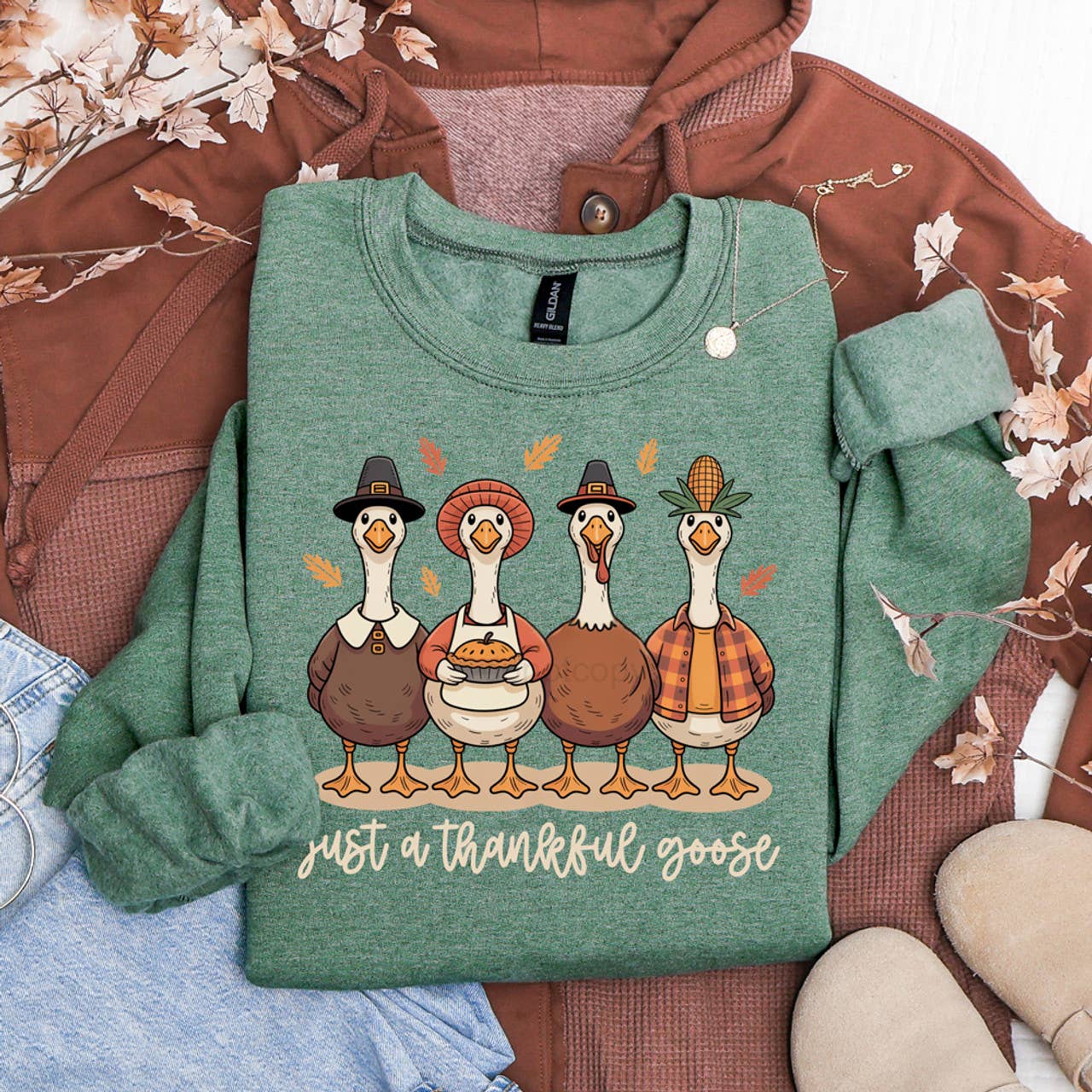Just A Thankful Goose Sweatshirt T-Shirts, Hoodie | PodTeesHub.com