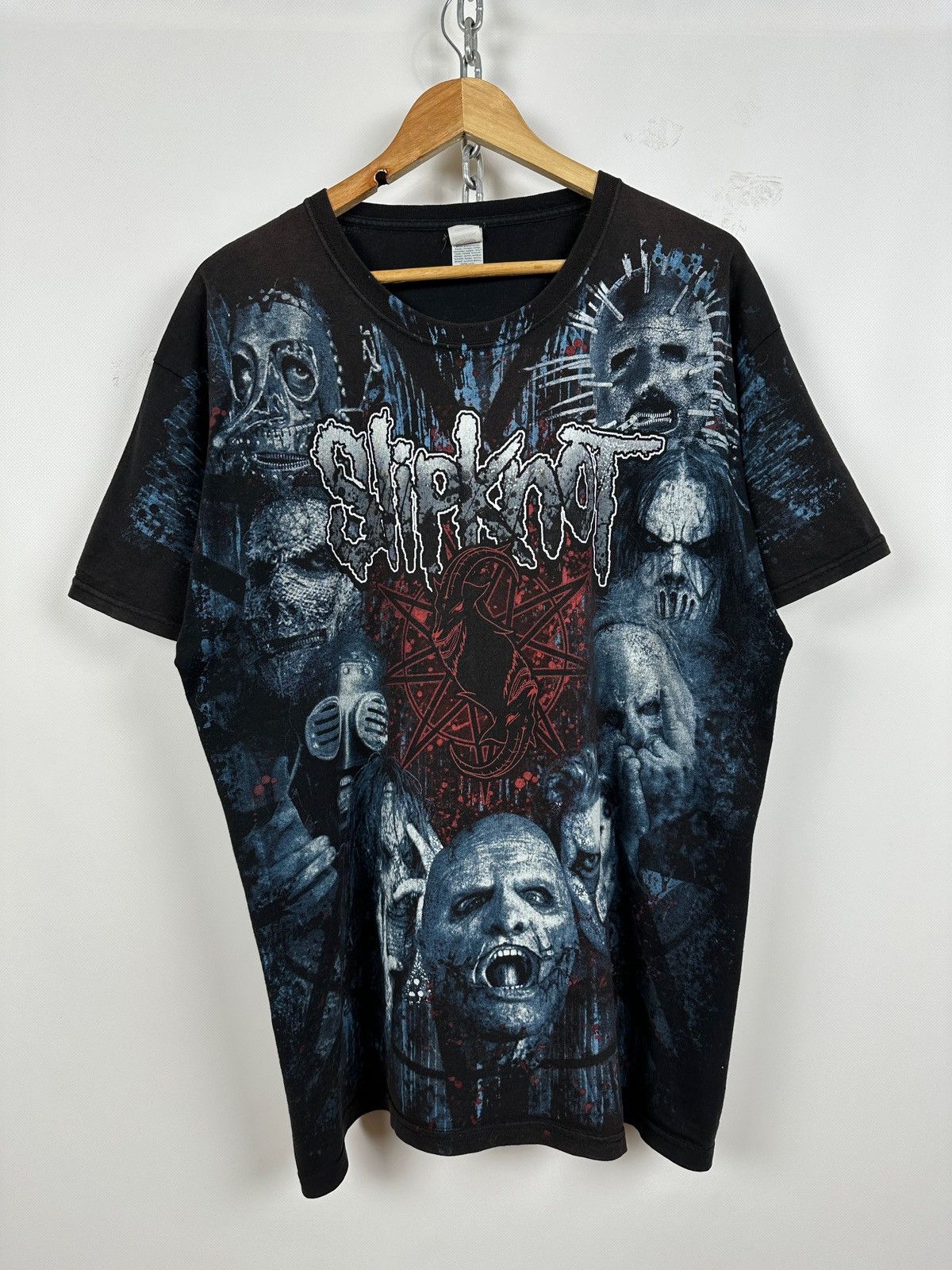Band Tees Vintage Slipknot All Over Print Faded Black Band T Shirt Hoodie, Sweatshirt | PodTeesHub.com
