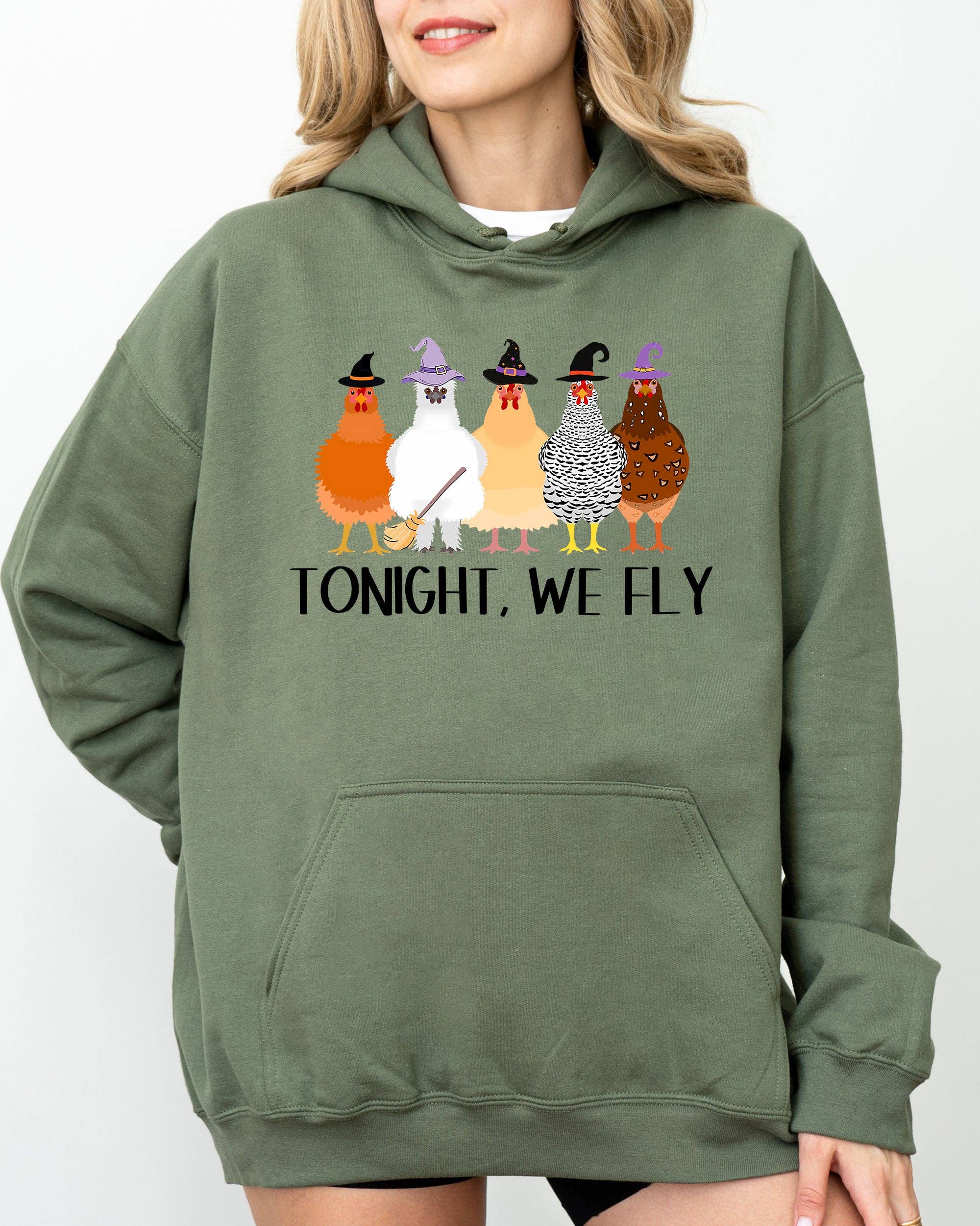 Tonight We Fly, Chickens, Skeleton, Funny, Halloween Hoodie T-Shirts, Sweatshirt | PodTeesHub.com