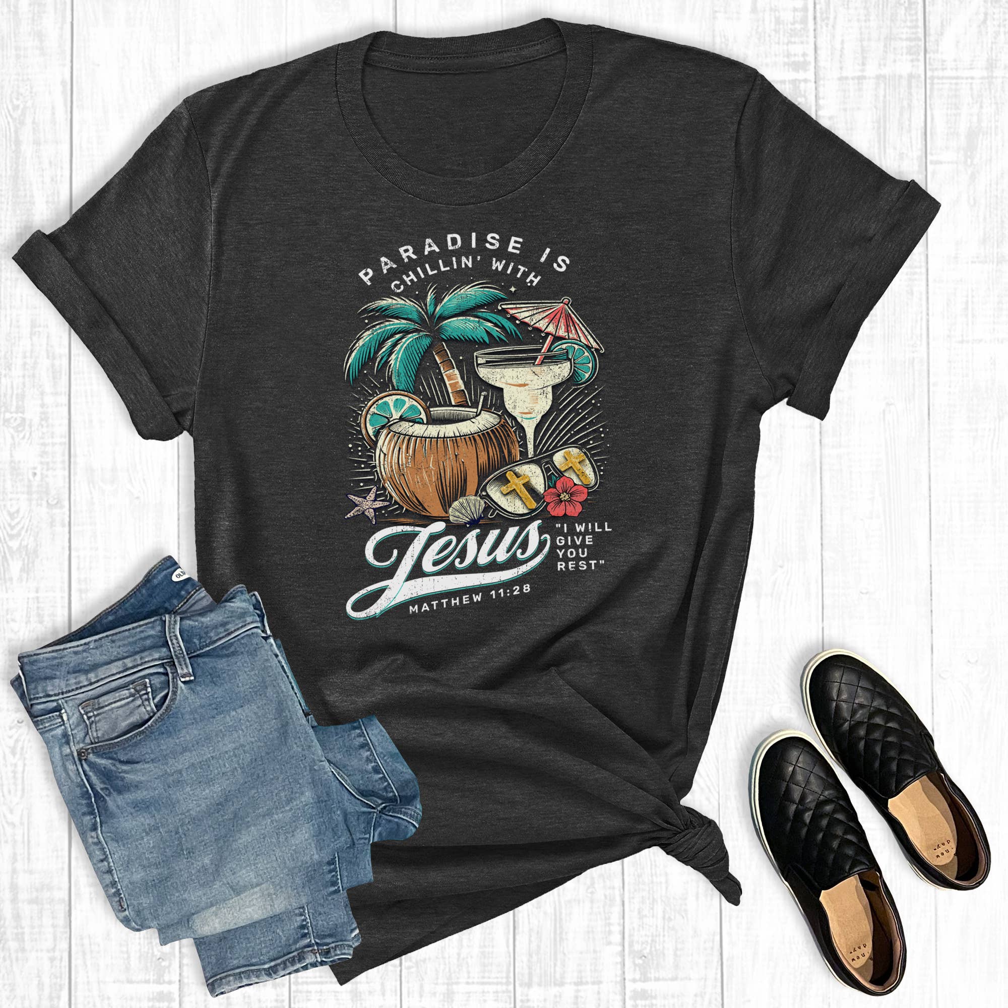 Summer Faith Paradise Is Chilling with Jesus Graphic Tee Hoodie, Sweatshirt | PodTeesHub.com