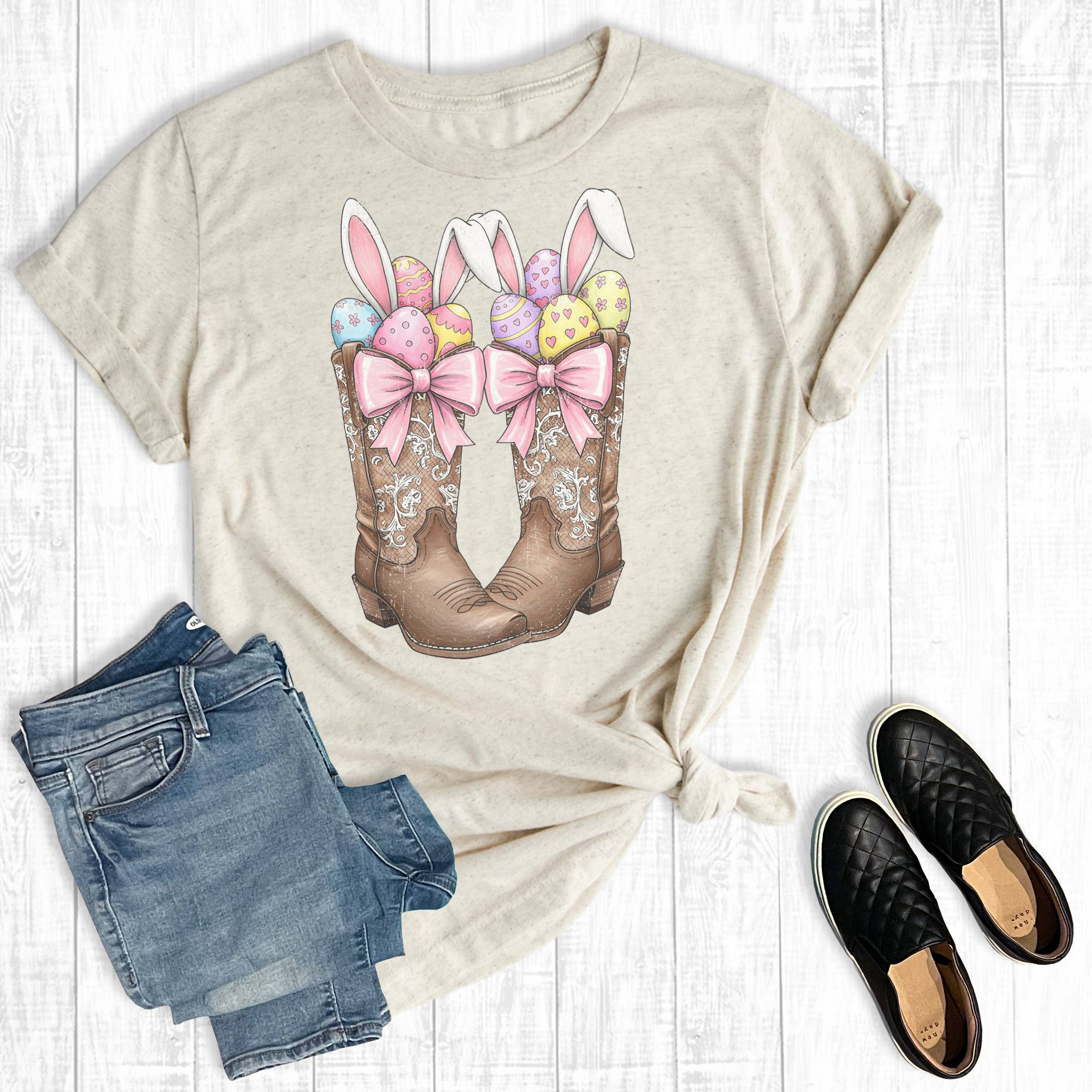 Western Howdy Easter Cowboy Boots Graphic Tee Hoodie, Sweatshirt | PodTeesHub.com