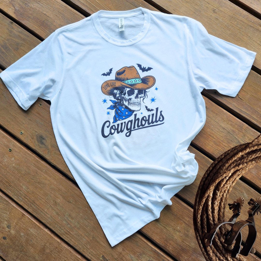 Long Live Cowghouls Skull Western Halloween Graphic Tee Hoodie, Sweatshirt | PodTeesHub.com