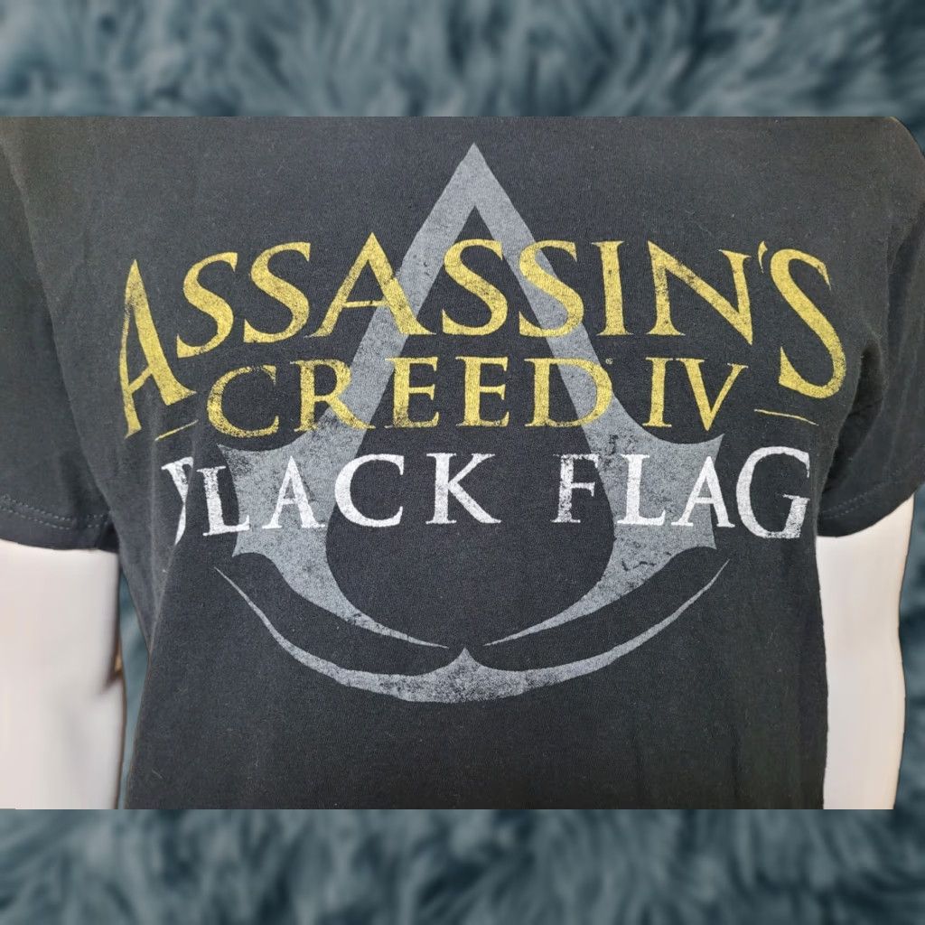 Vintage Assassin S Creed Iv Black Flag Video Game T Shirt L Mens Large Black 00s Graphic Tee Ubisoft Hoodie, Sweatshirt