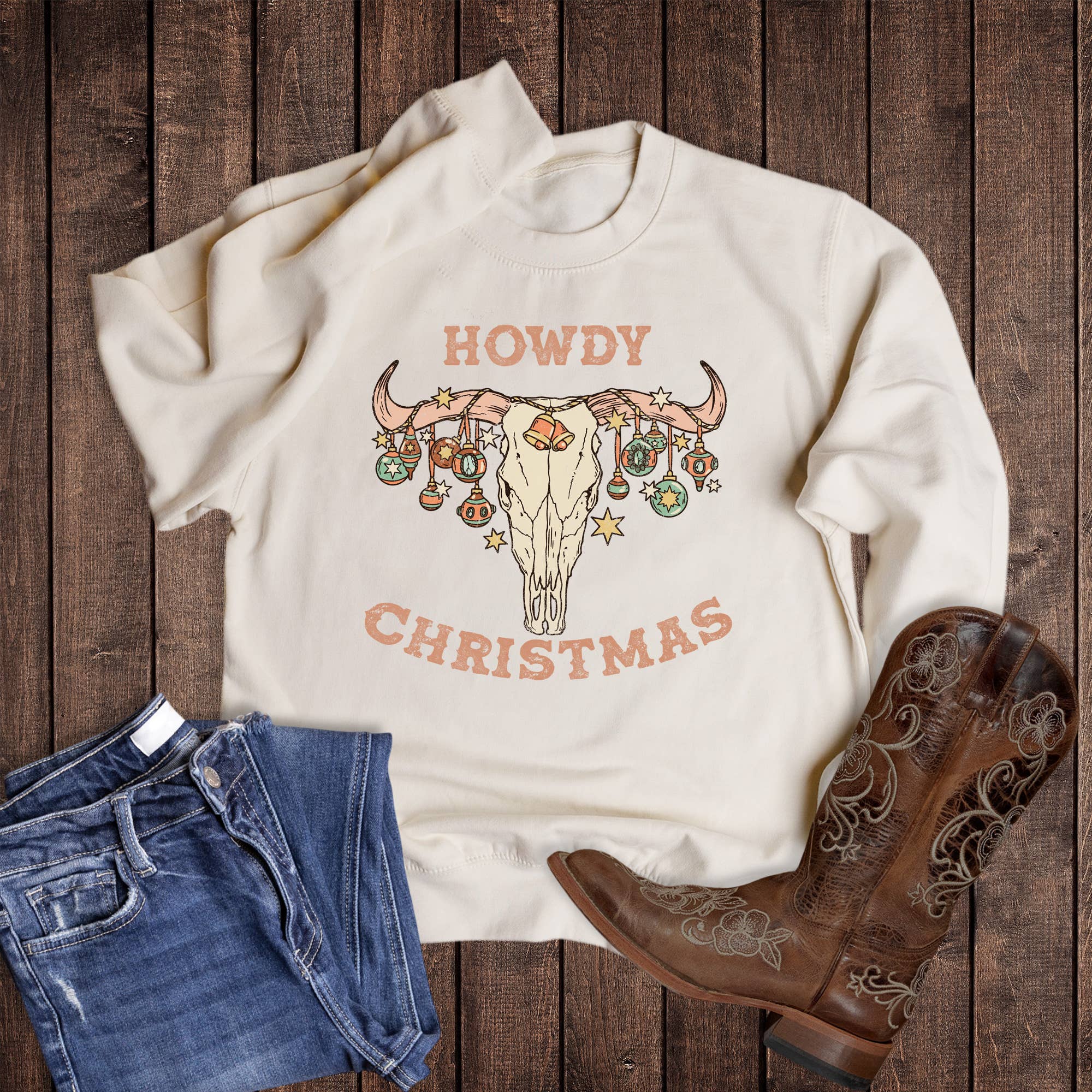Howdy Christmas Cowskull Ornaments Sweatshirt T-Shirts, Hoodie | PodTeesHub.com