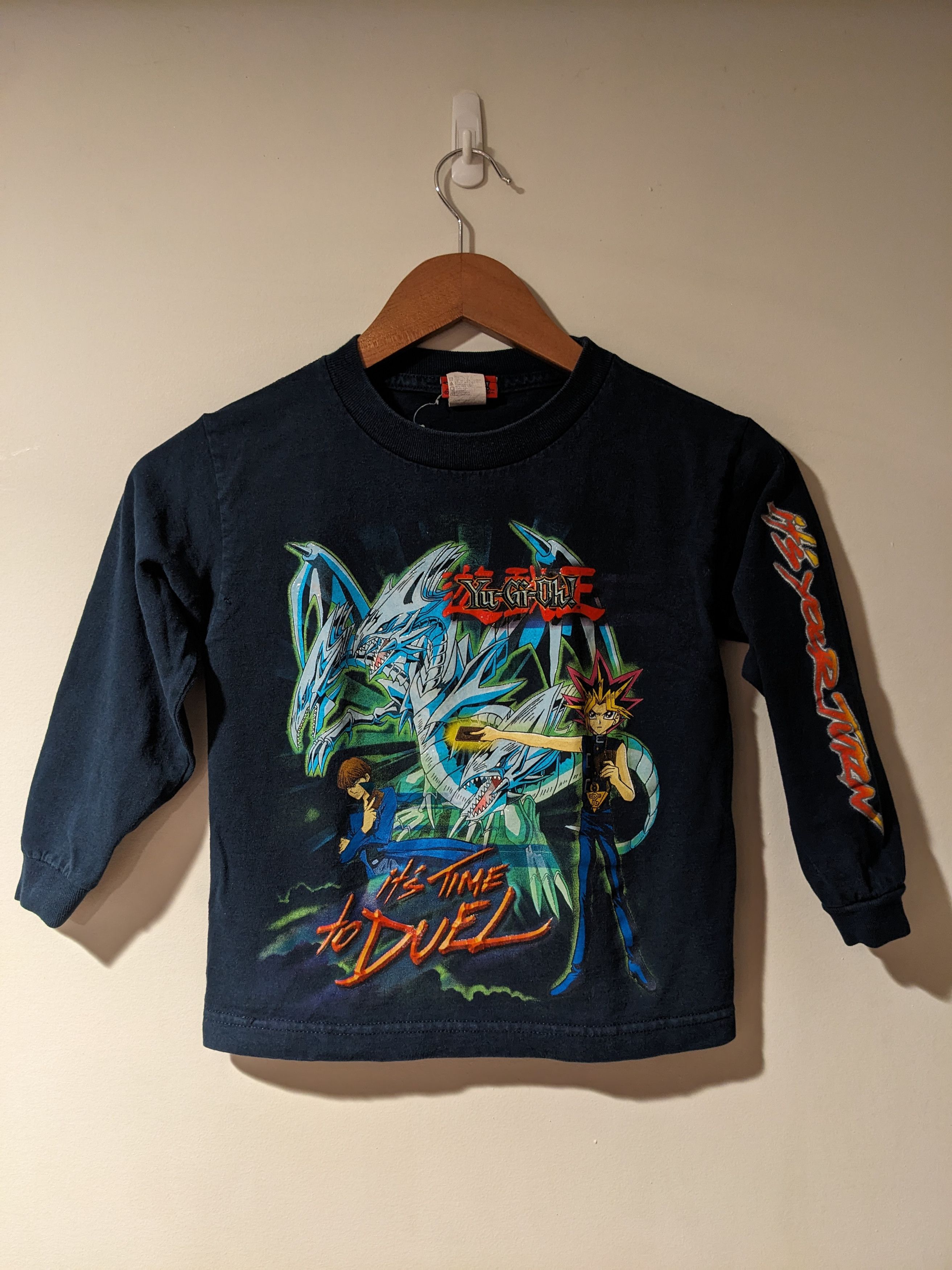 Vintage 1996 Yu Gi Oh Blue Eyes Medium Kids Long Sleeve T-Shirts, Hoodie, Sweatshirt | PodTeesHub.com