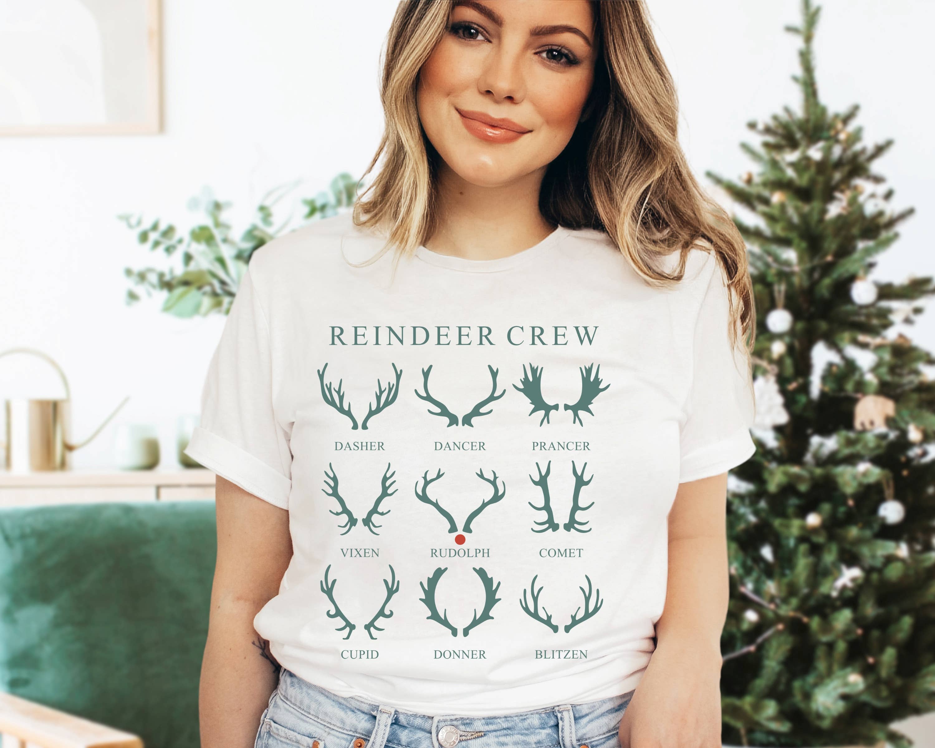 Reindeer Crew Tee Holiday Graphic Tees Hoodie, Sweatshirt | PodTeesHub.com