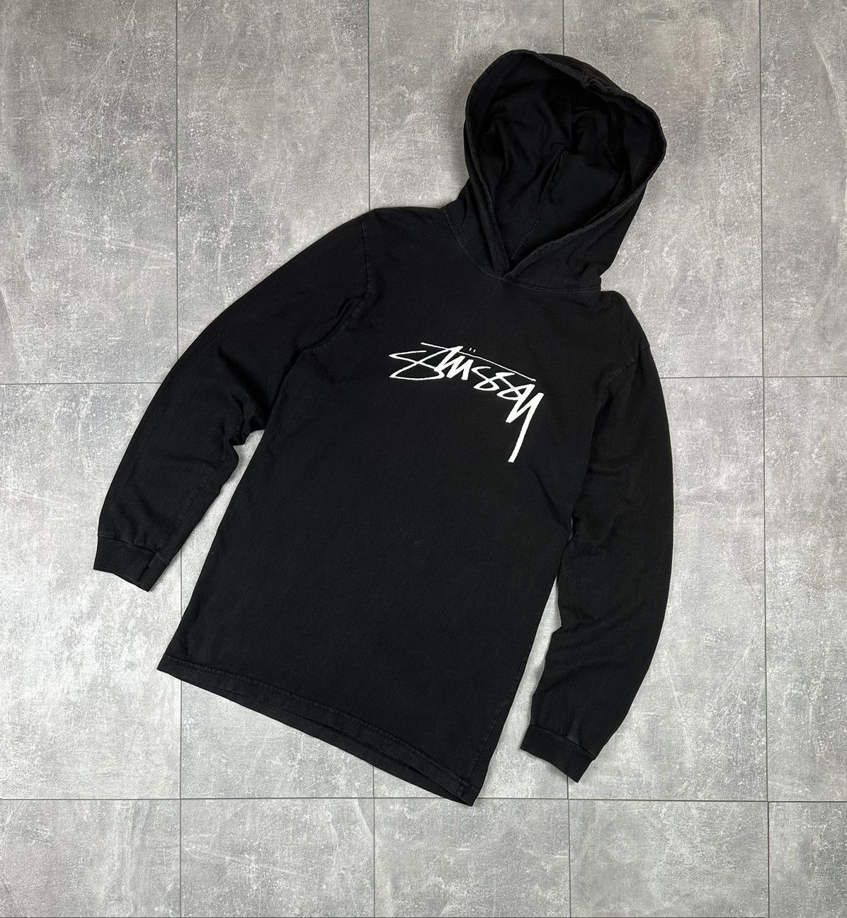 Stussy Mens Overprint Logo Hooded Long Sleeve Y2k T-Shirts, Hoodie, Sweatshirt | PodTeesHub.com
