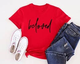 Top Selling Spring Beloved Red Tultex Christian Graphic Tee Hoodie, Sweatshirt | PodTeesHub.com