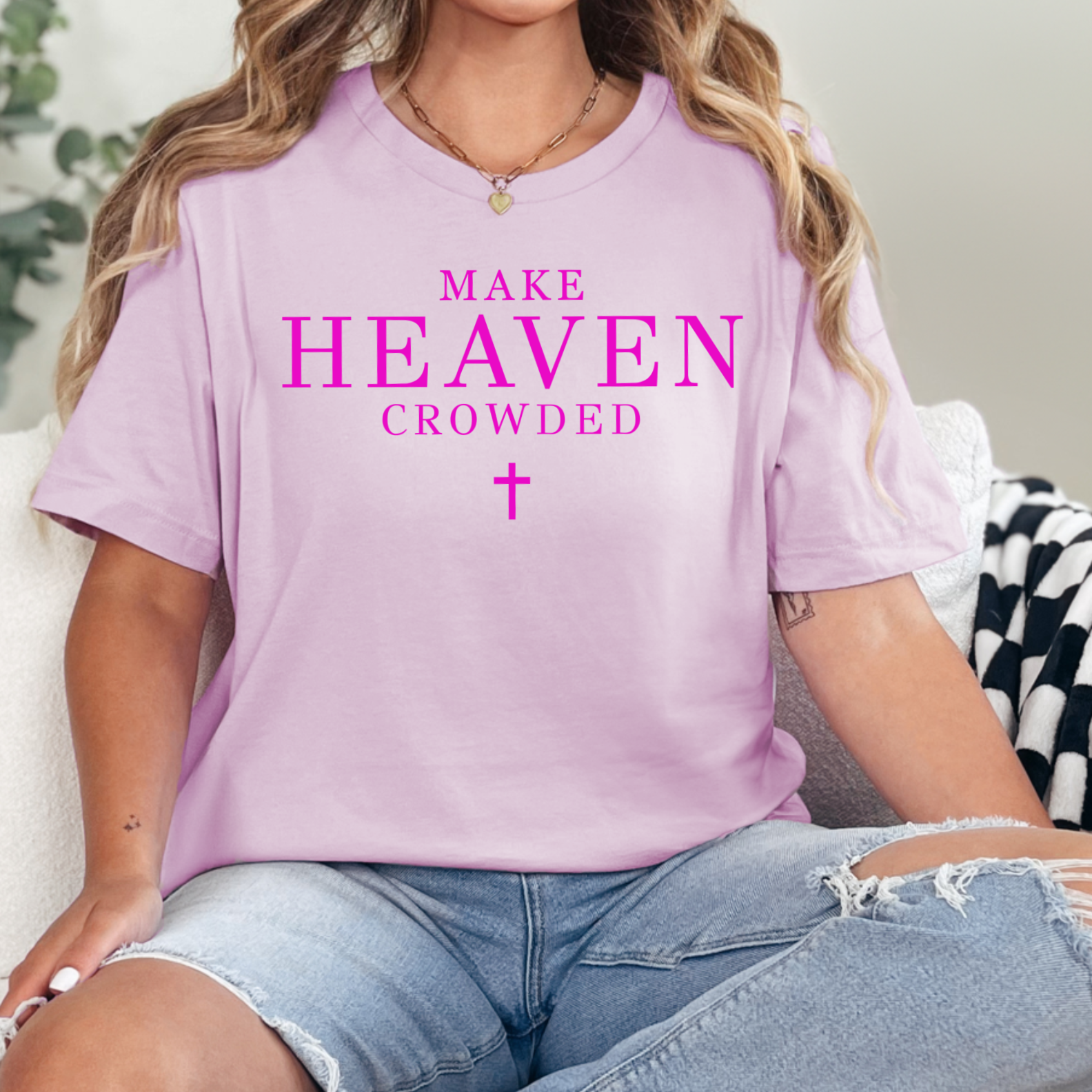 Make Heaven Crowded Christian Graphic Tee | Bella Canvas Hoodie, Sweatshirt | PodTeesHub.com