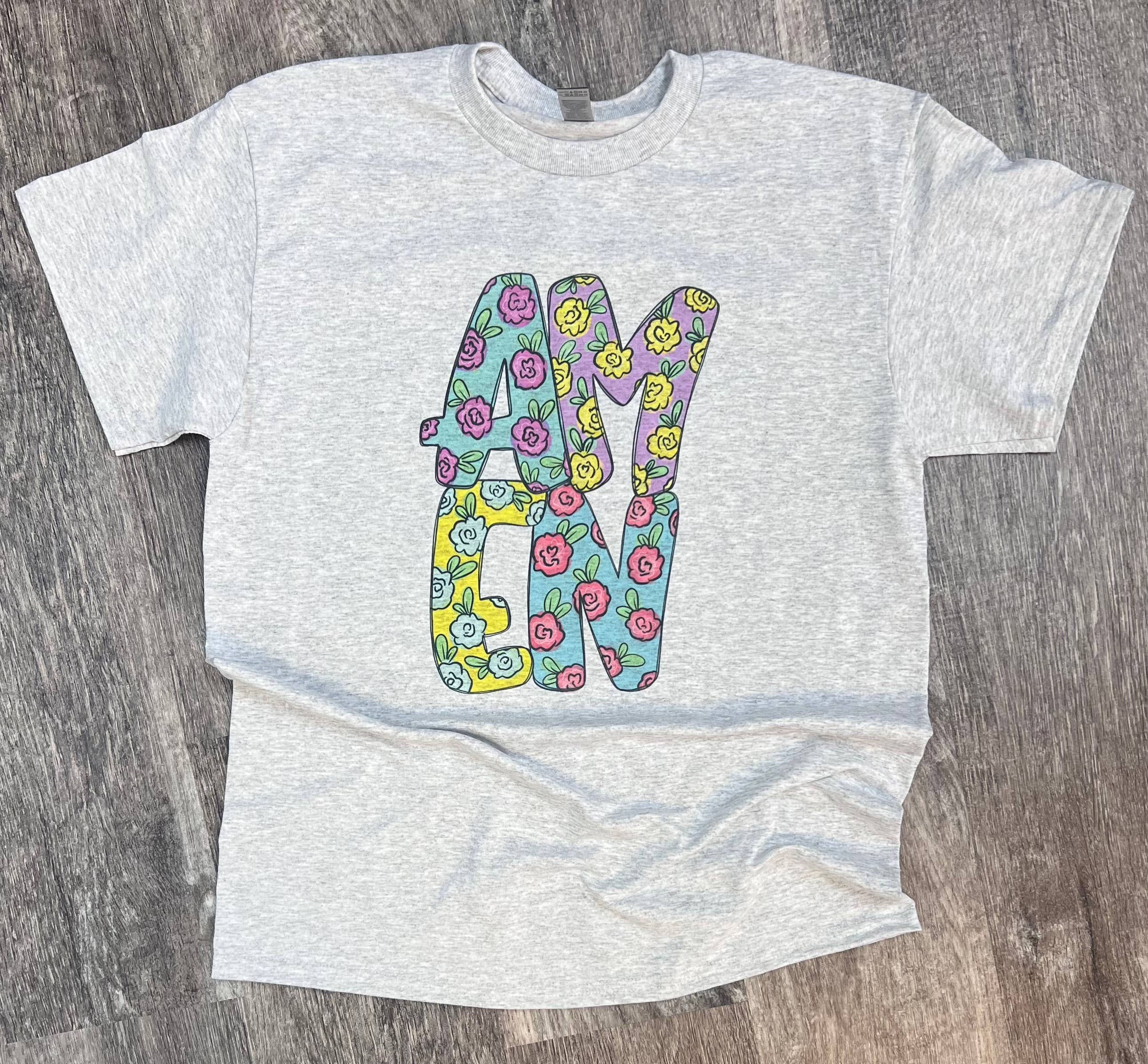 Amen Floral On Ash Gray Tee Hoodie, Sweatshirt | PodTeesHub.com