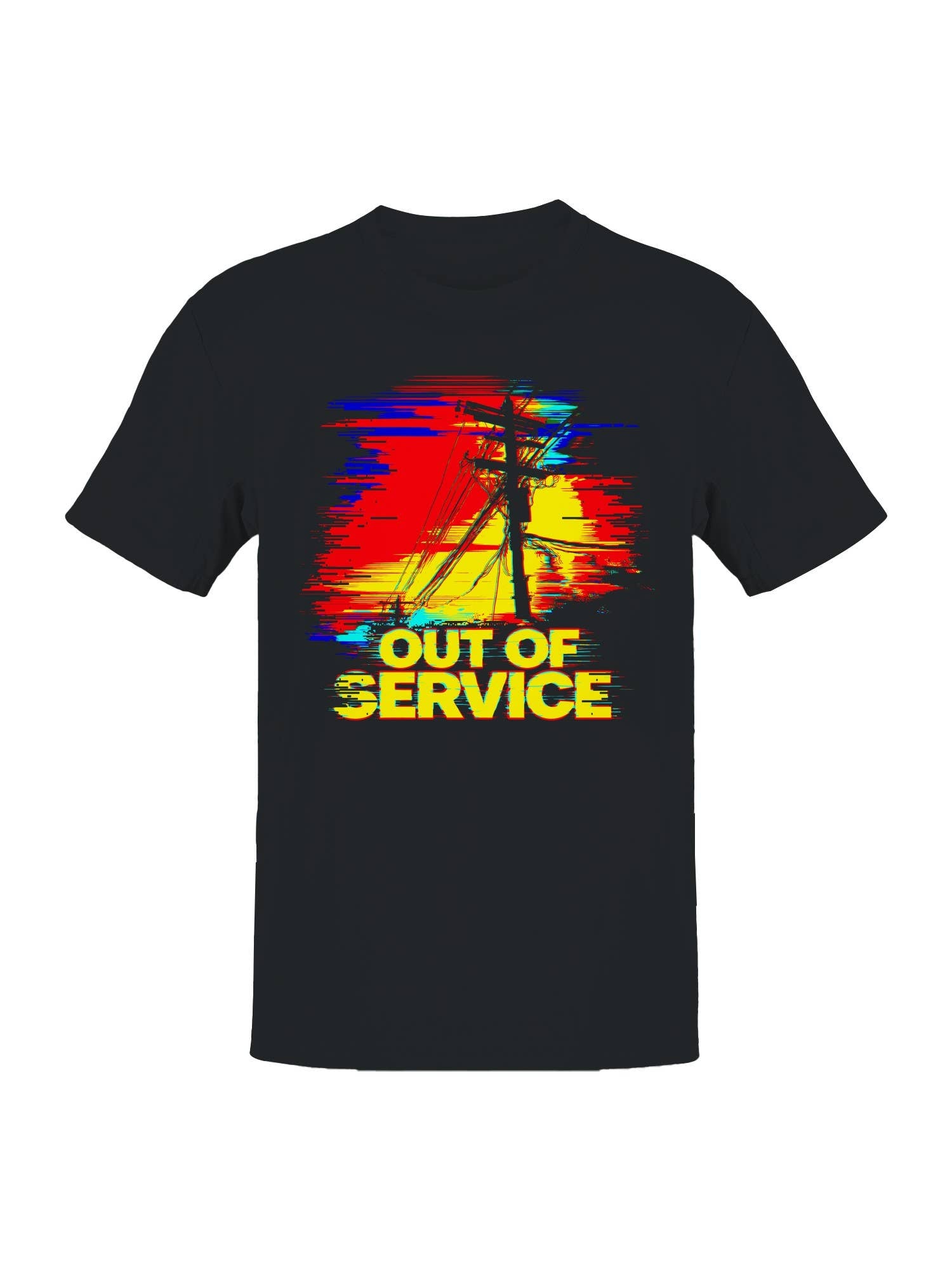 Distorted Powerlines Glitch Art Men's T-Shirt Hoodie, Sweatshirt | PodTeesHub.com