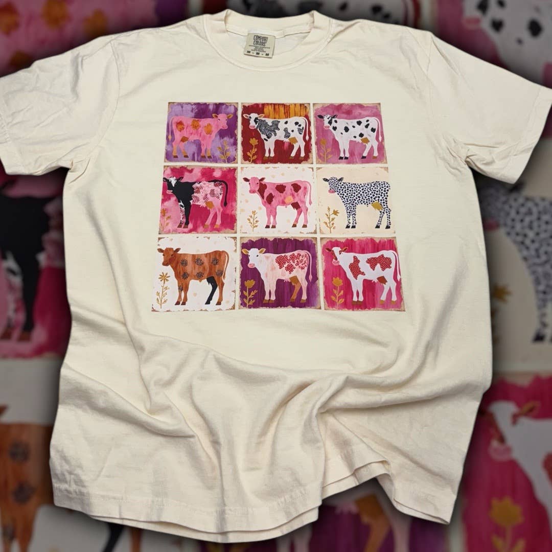 Colorful Cows Collage Comfort Colors T-Shirt Hoodie, Sweatshirt | PodTeesHub.com