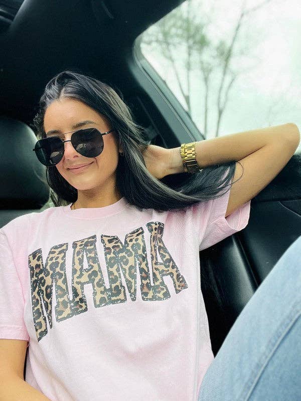 Mama Varsity Leopard Glitter Dtf Tee Hoodie, Sweatshirt | PodTeesHub.com