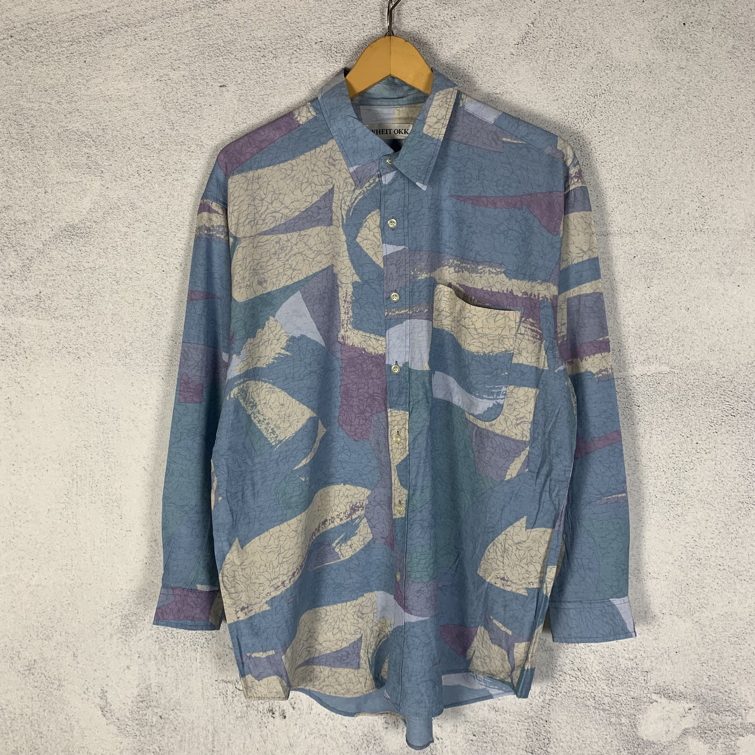 Vintage Wheit Okk Printed Shirt Abstract Art Light Blue Hoodie, Sweatshirt | PodTeesHub.com