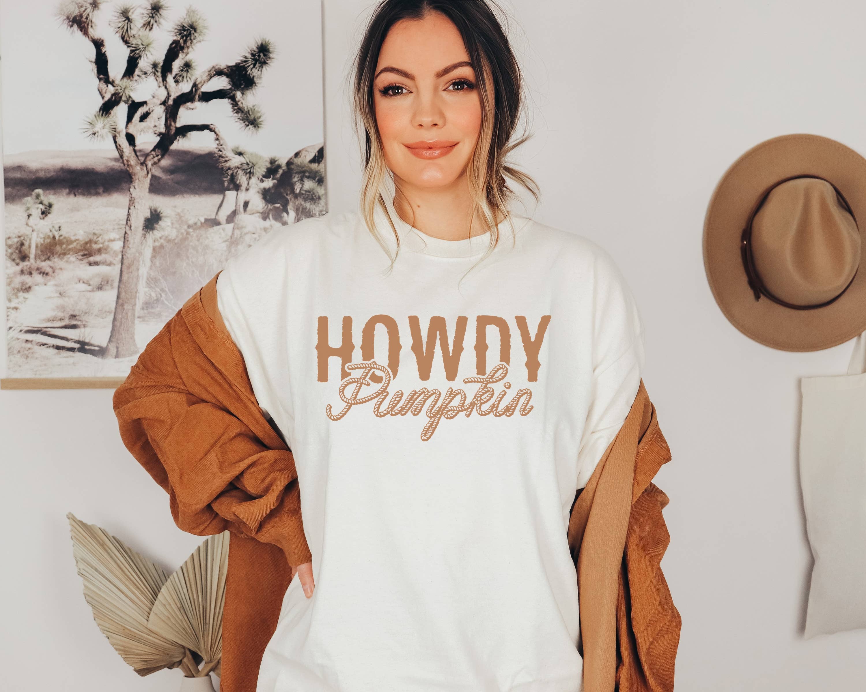 Western Howdy Pumpkin Graphic Tee | Fall Tee Hoodie, Sweatshirt | PodTeesHub.com
