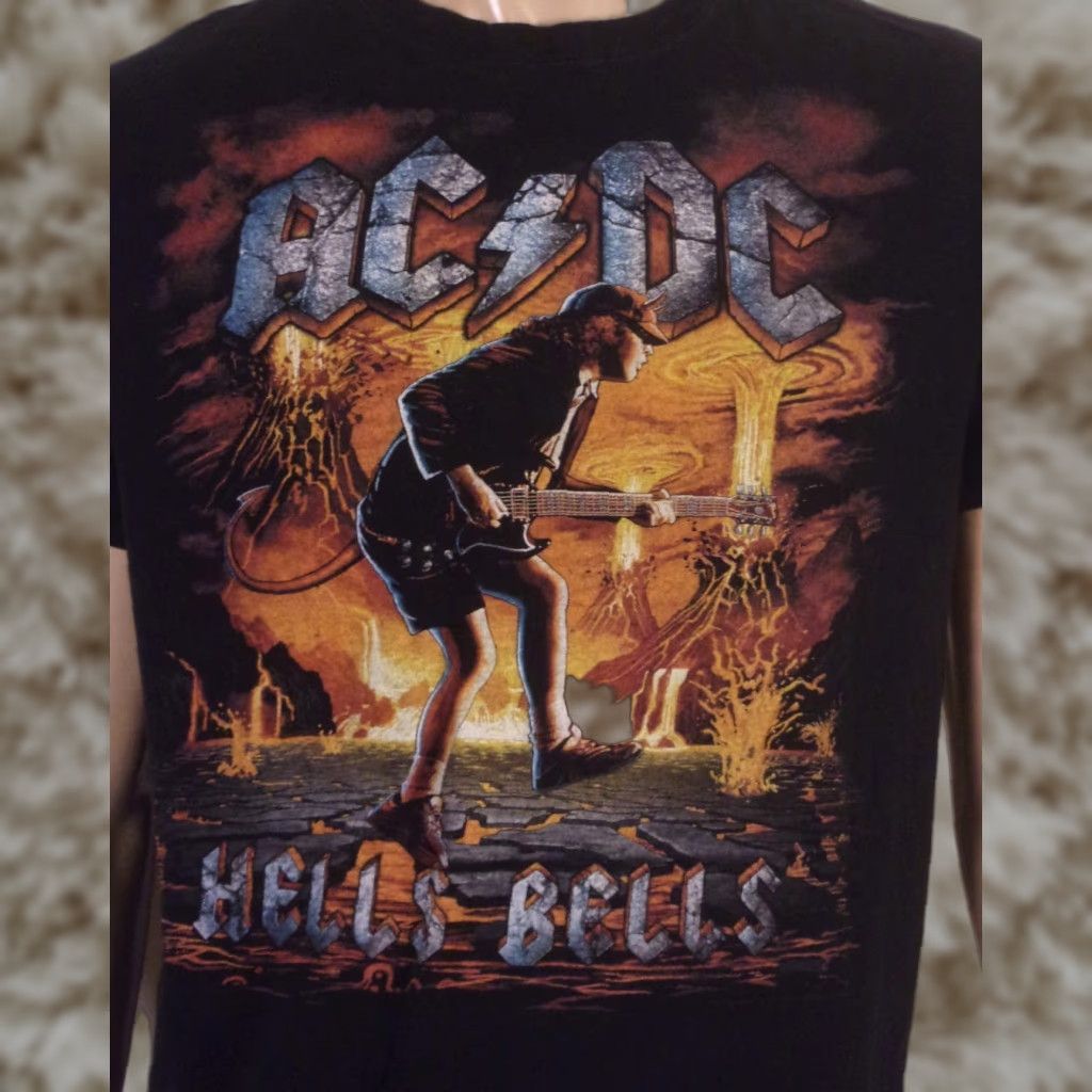 Bell Vintage Ac Dc Hells Bells T Shirt Band Concert Tour M Black Cotton Short Sleeve Crew Neck Mens Hoodie, Sweatshirt