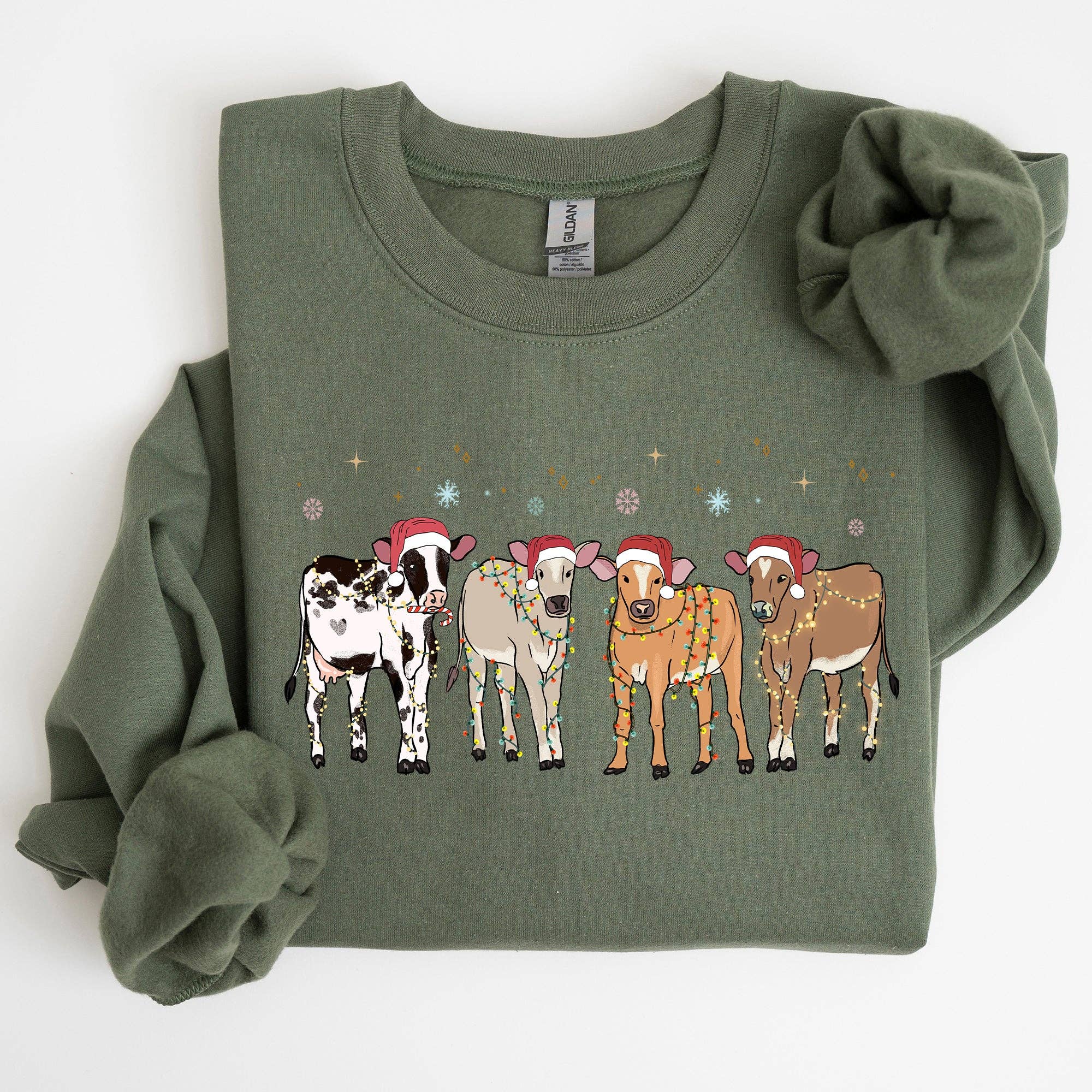 Christmas Calves, Holstein Cow Lovers Farm Life Sweatshirt T-Shirts, Hoodie | PodTeesHub.com