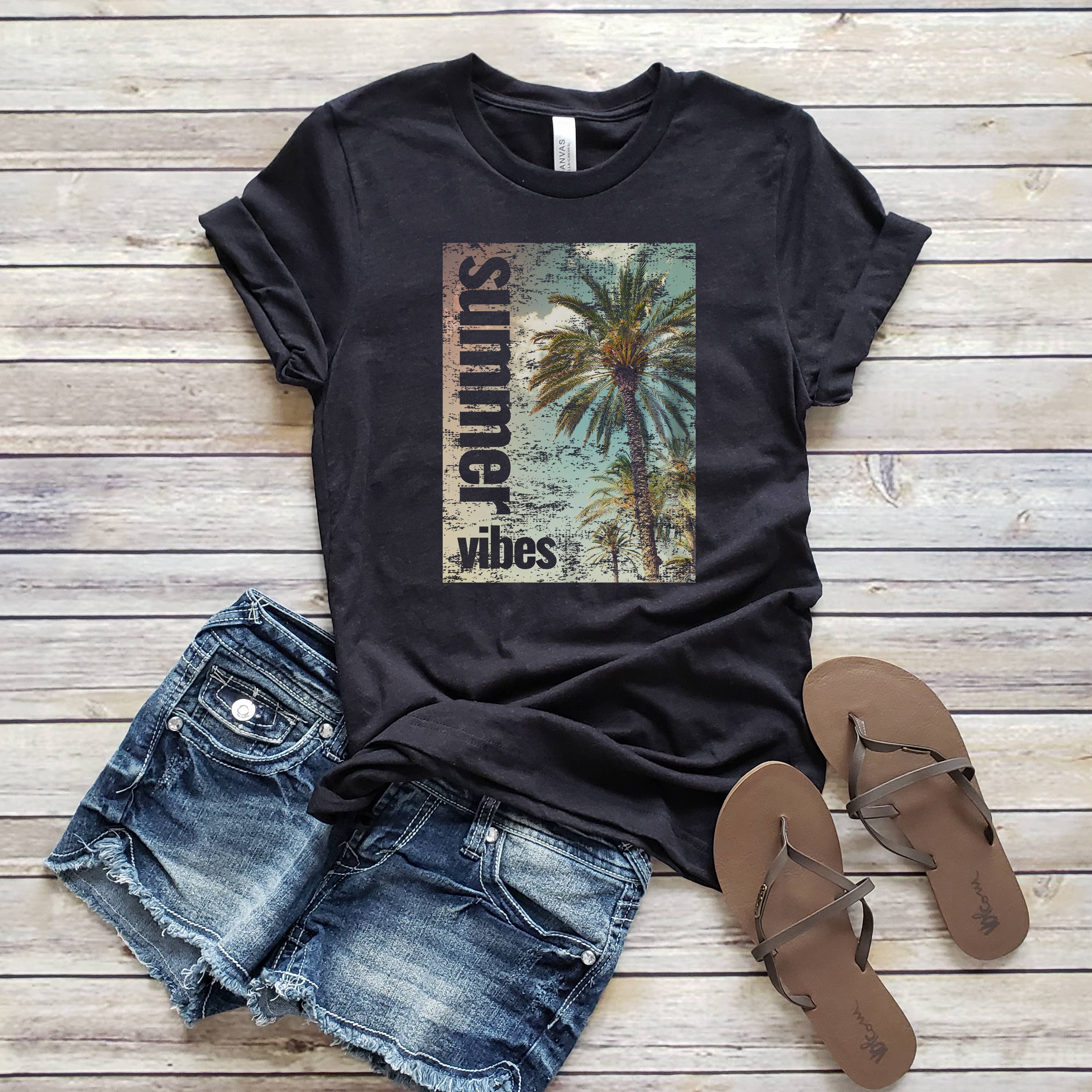 Summer Vibes Palm Tree Tee | Beach | Sizes XS-2XL Hoodie, Sweatshirt | PodTeesHub.com
