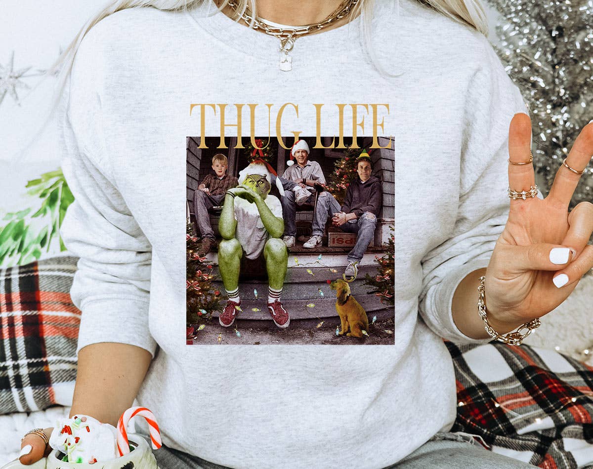 Christmas Movie Grinch Thug Life - Funny Xmas Sweatshirt T-Shirts, Hoodie | PodTeesHub.com