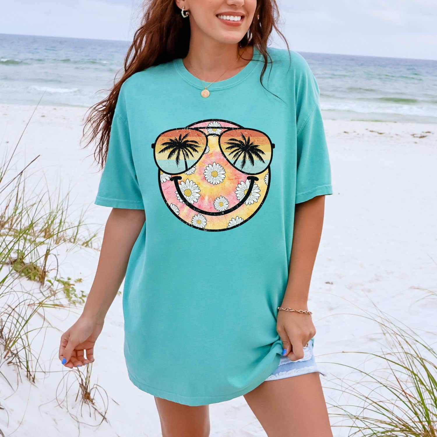 Tropical Happy Face Tee Hoodie, Sweatshirt | PodTeesHub.com