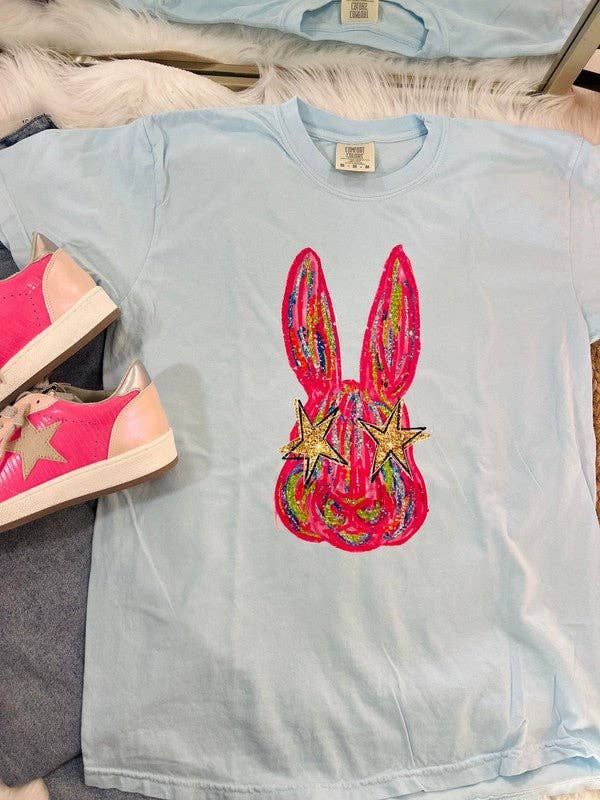 Glittery Star Eye Easter Bunny Tee Hoodie, Sweatshirt | PodTeesHub.com