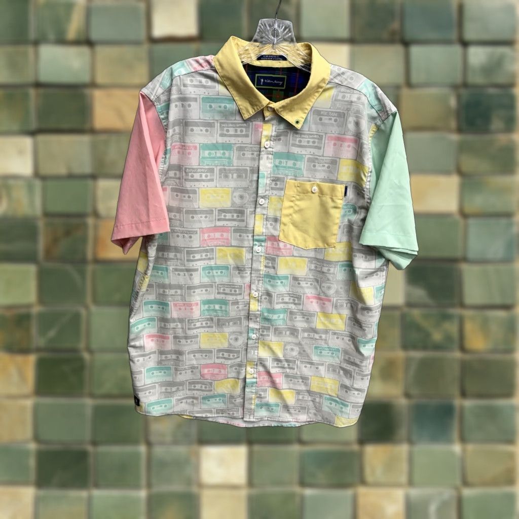 Vintage William Murray Polo Shirt Mens Large Pastel Cassette Tape Golf Performance Retro Shirt Hoodie, Sweatshirt