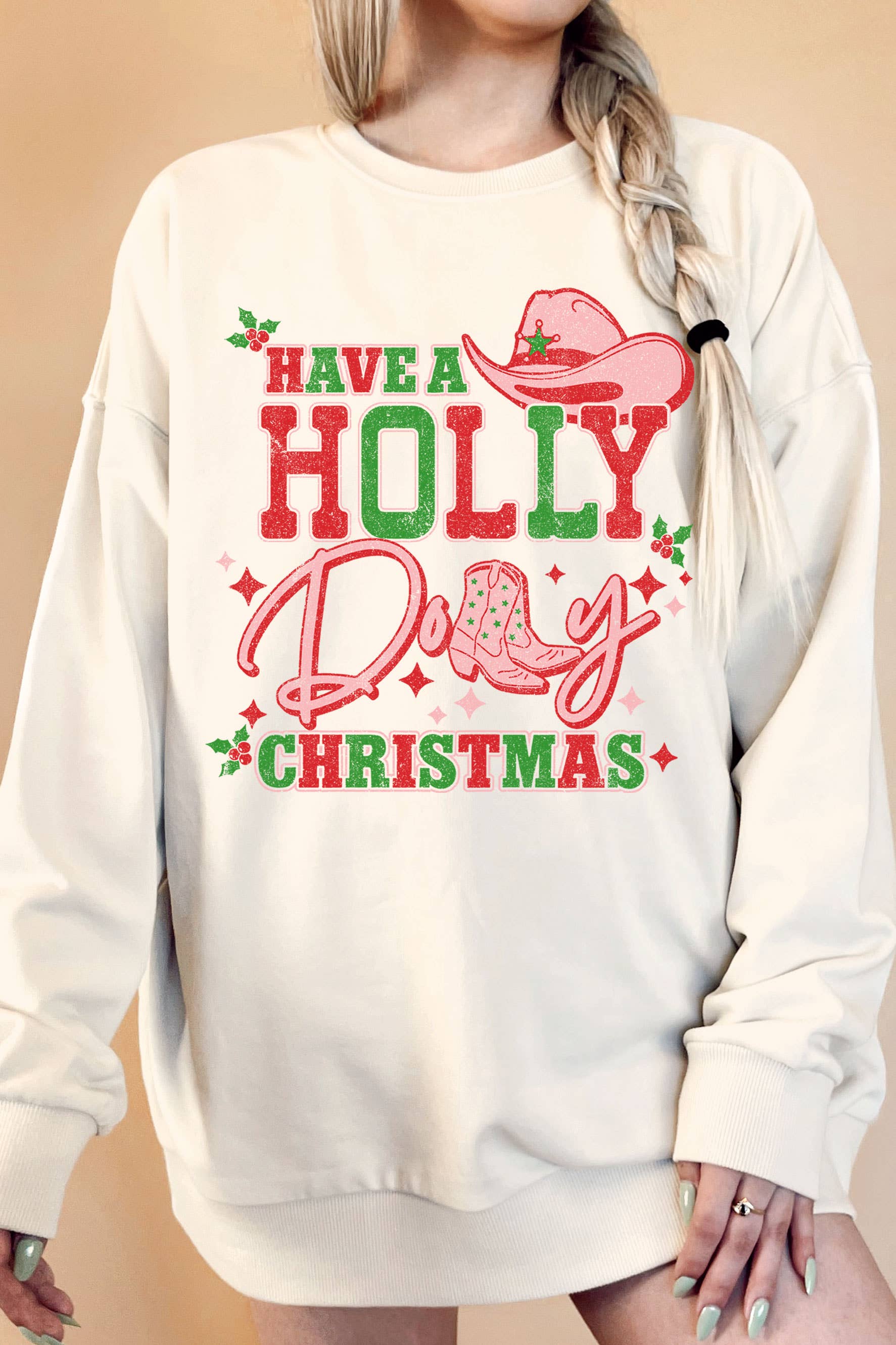 Have A Holly Christmas Oversize Terry Sweatshirt T-Shirts, Hoodie | PodTeesHub.com