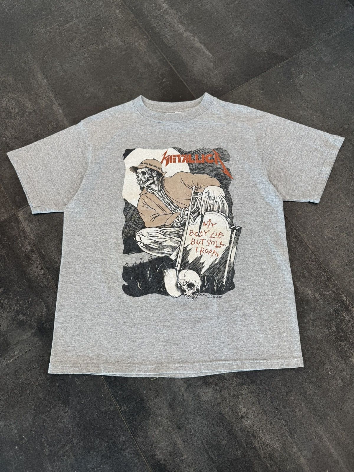 Vintage 1994 Metallica Pushead Gravekeeper Tour T Shirt Gray Hoodie, Sweatshirt | PodTeesHub.com