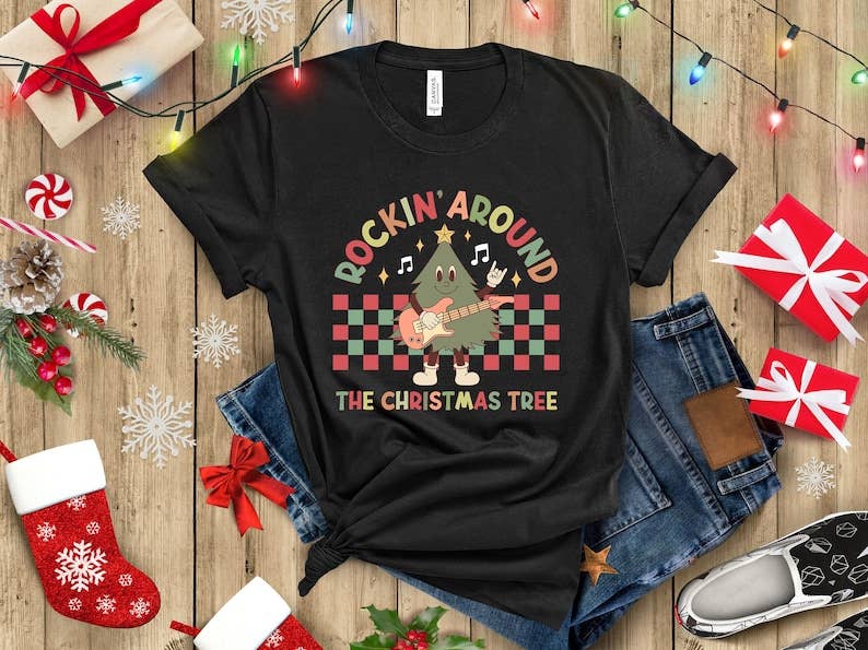 Rockin Around the Christmas Tree T-Shirt Hoodie, Sweatshirt | PodTeesHub.com