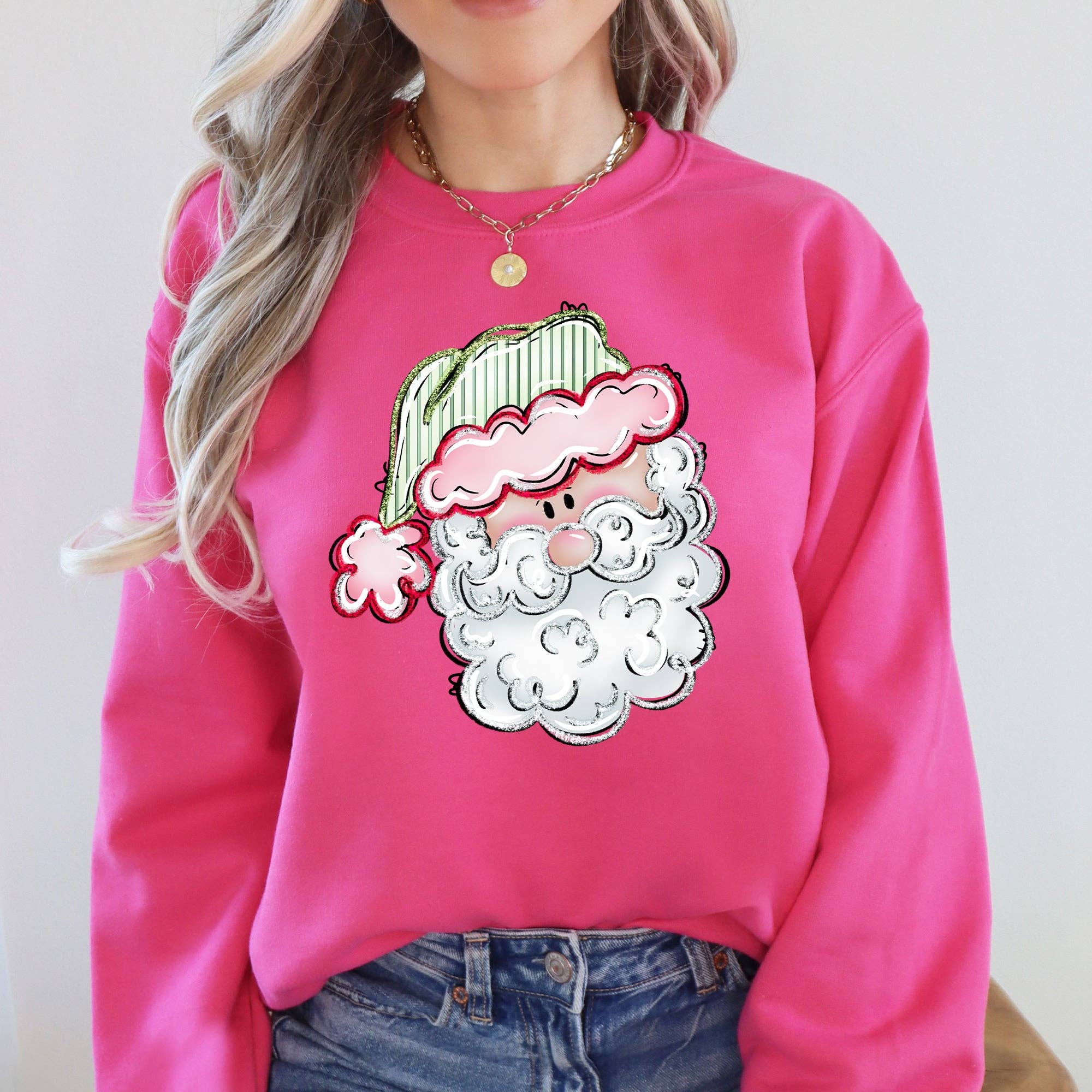 Retro Santa, Christmas, Stripes Sweatshirt T-Shirts, Hoodie | PodTeesHub.com