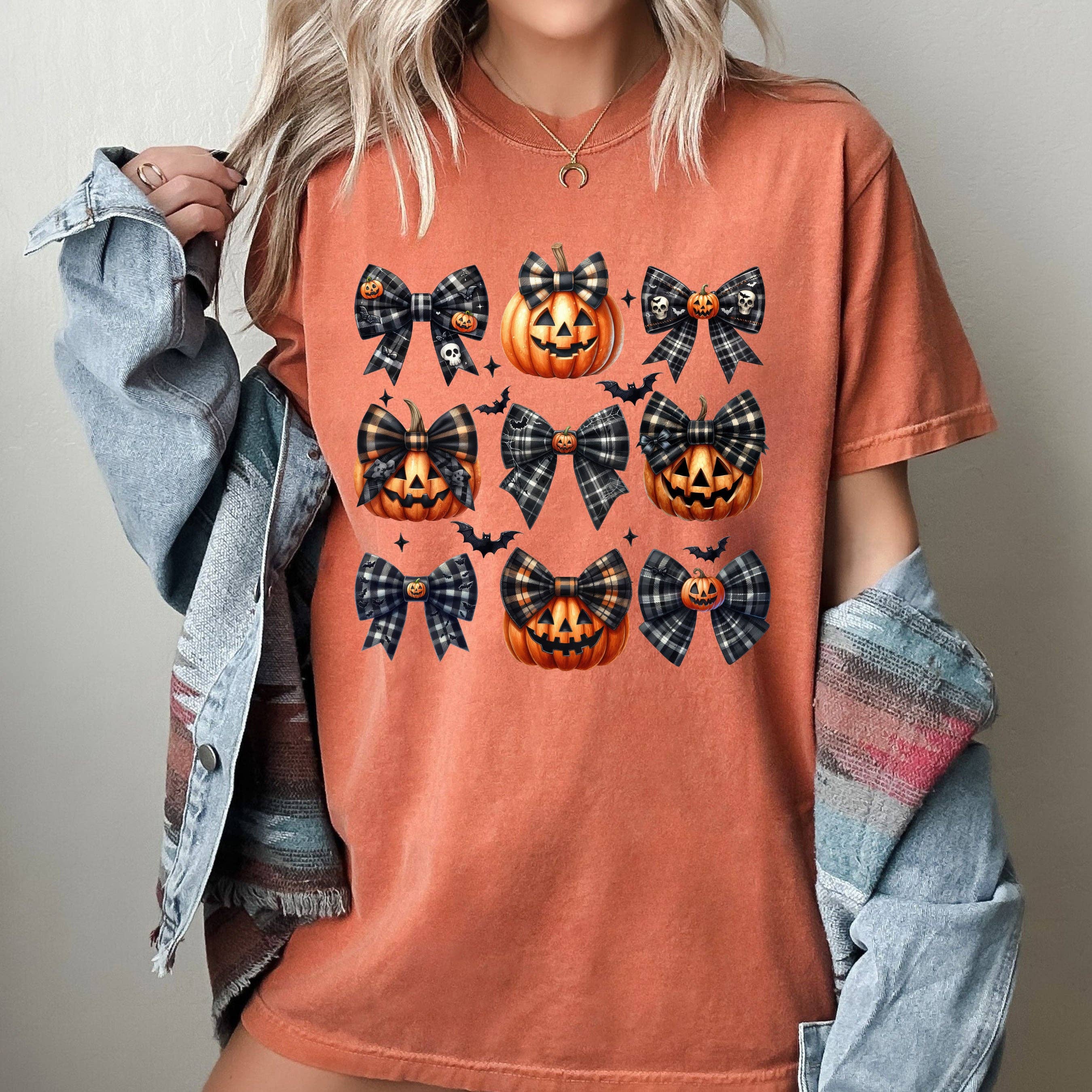 Pumpkin, Bow, Coquette, Vintage, Western Halloween Tshirt Hoodie, Sweatshirt | PodTeesHub.com