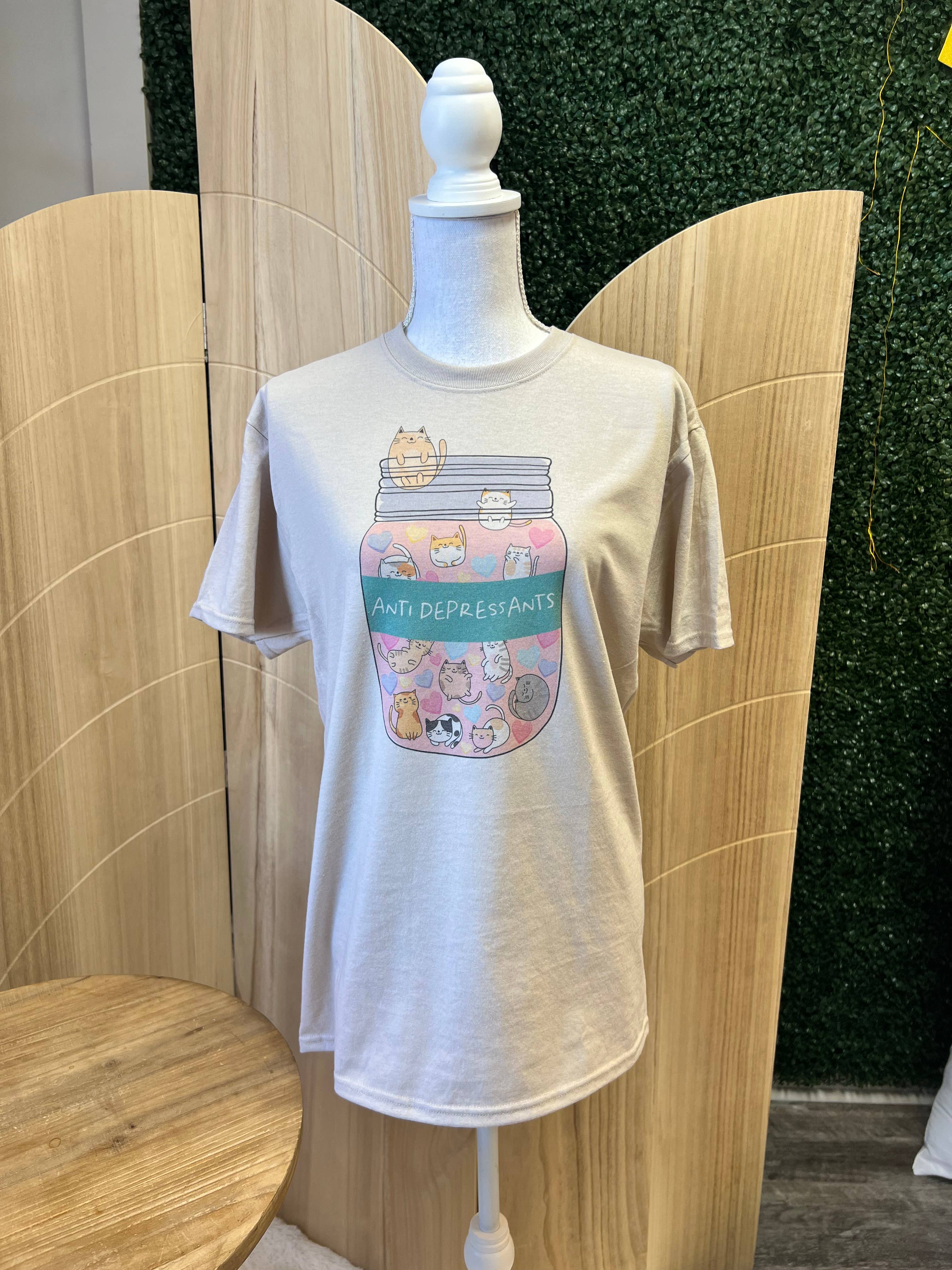 Anti Depressants (Jar of Cats) On Sand Tee Hoodie, Sweatshirt | PodTeesHub.com