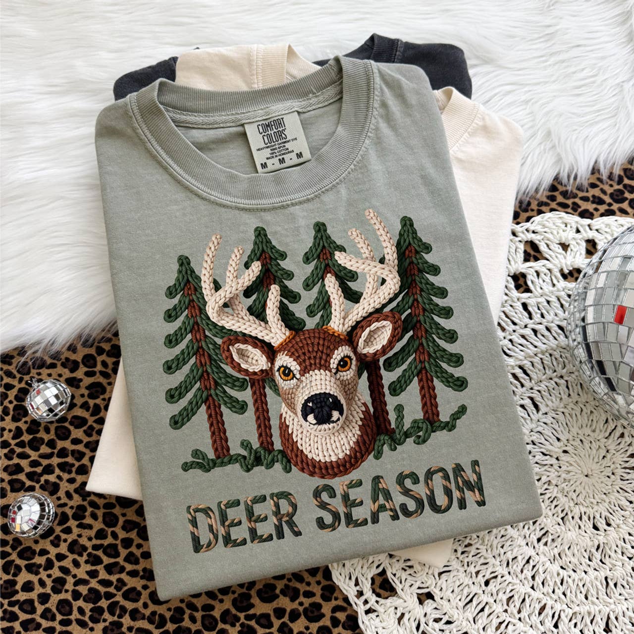 Faux Yarn Deer Season Tee Hoodie, Sweatshirt | PodTeesHub.com