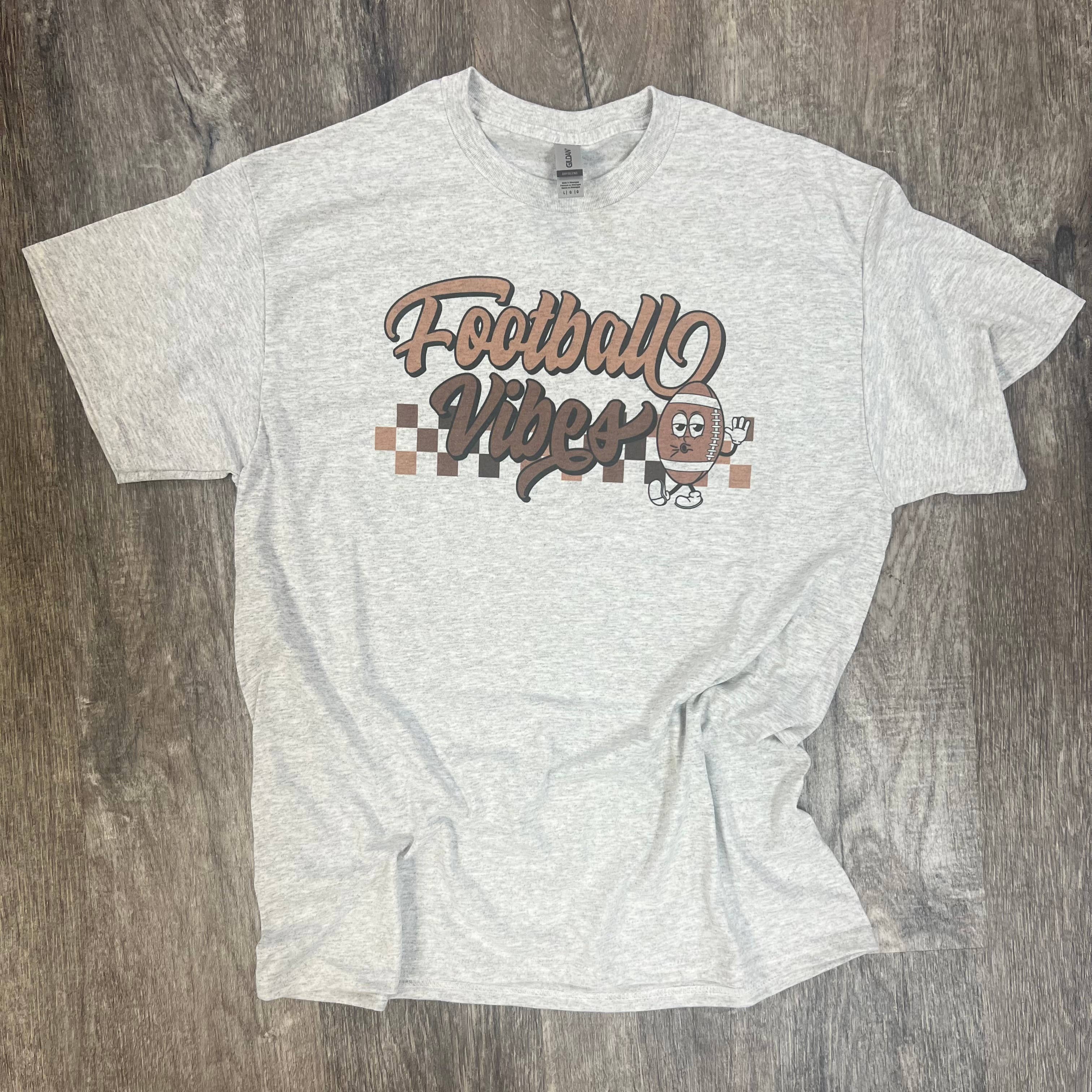 Football Vibes On Ash Gray Tee Hoodie, Sweatshirt | PodTeesHub.com
