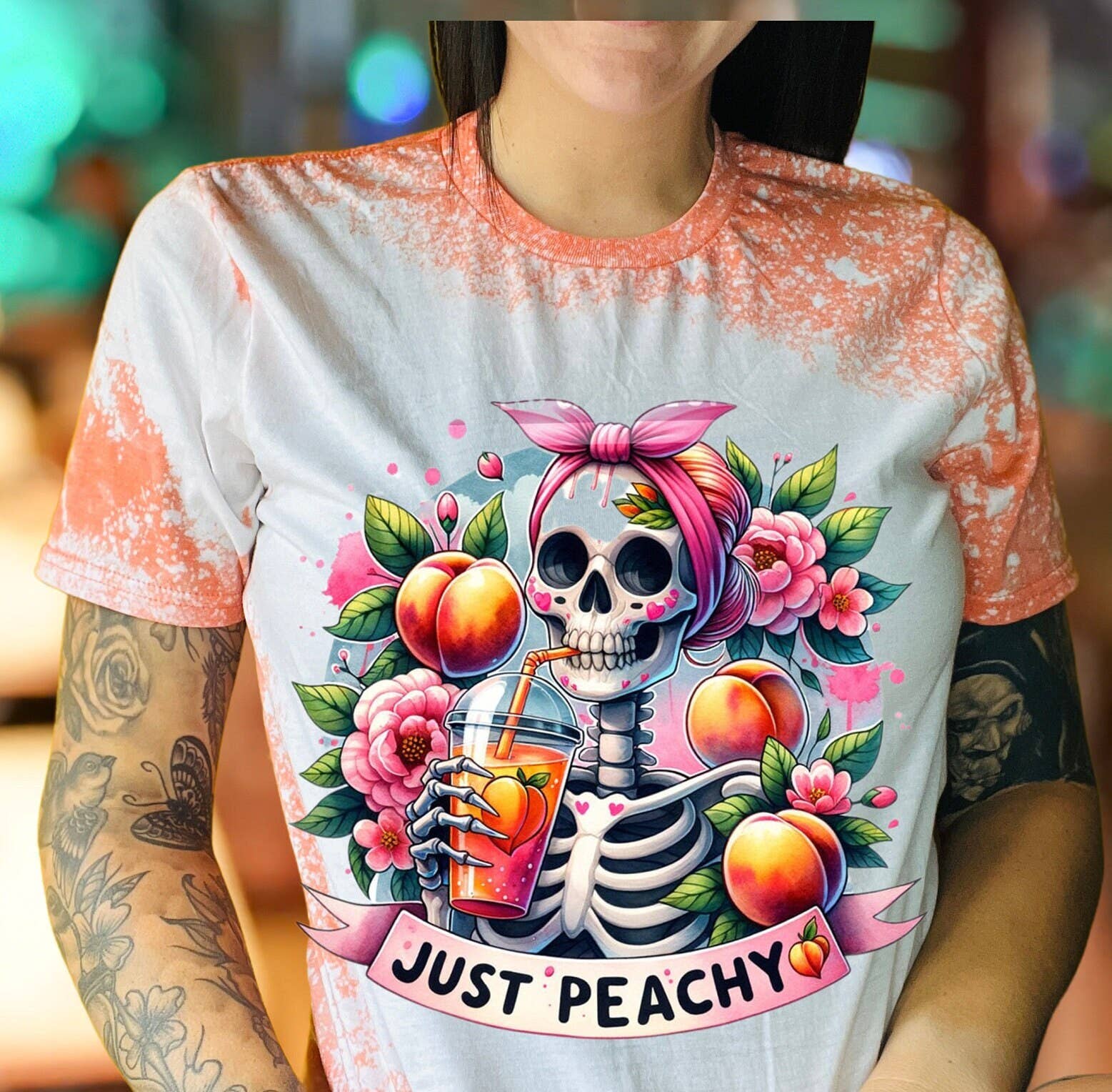 Just Peachy Skeleton Mom – Summer & Halloween T-Shirt Hoodie, Sweatshirt | PodTeesHub.com