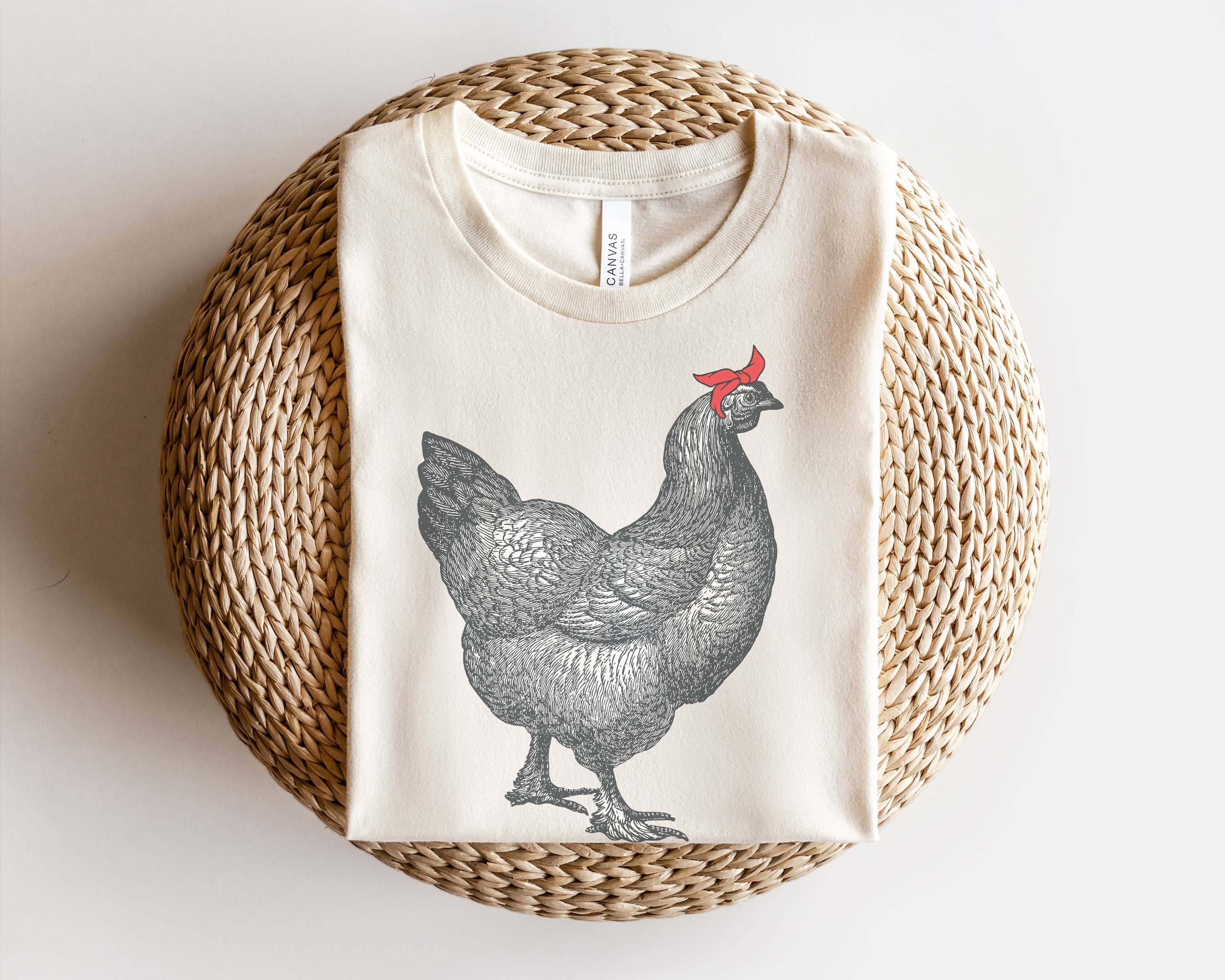 Chicken with Bandana Graphic Tee | Women's Western Tees Farm Hoodie, Sweatshirt | PodTeesHub.com