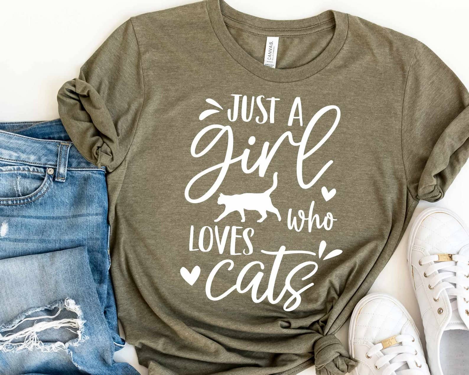 Just A Girl Who Loves Cats T-Shirt Hoodie, Sweatshirt | PodTeesHub.com