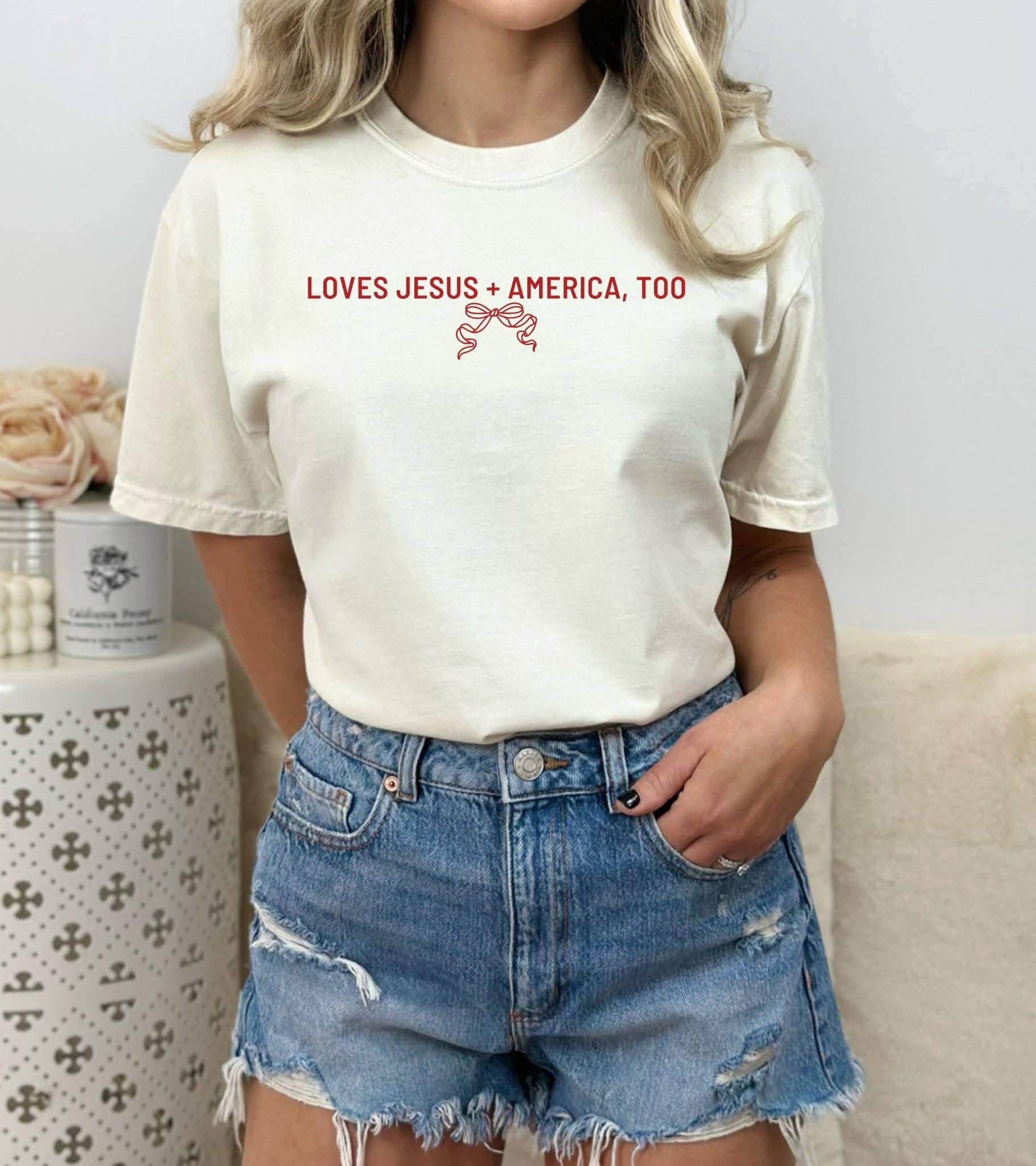 Loves Jesus & America, Too Graphic Tee Hoodie, Sweatshirt | PodTeesHub.com