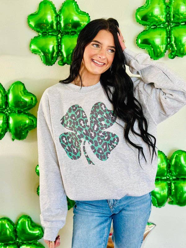 Leopard Saint Patrick's Day Clover Sweatshirt T-Shirts, Hoodie | PodTeesHub.com
