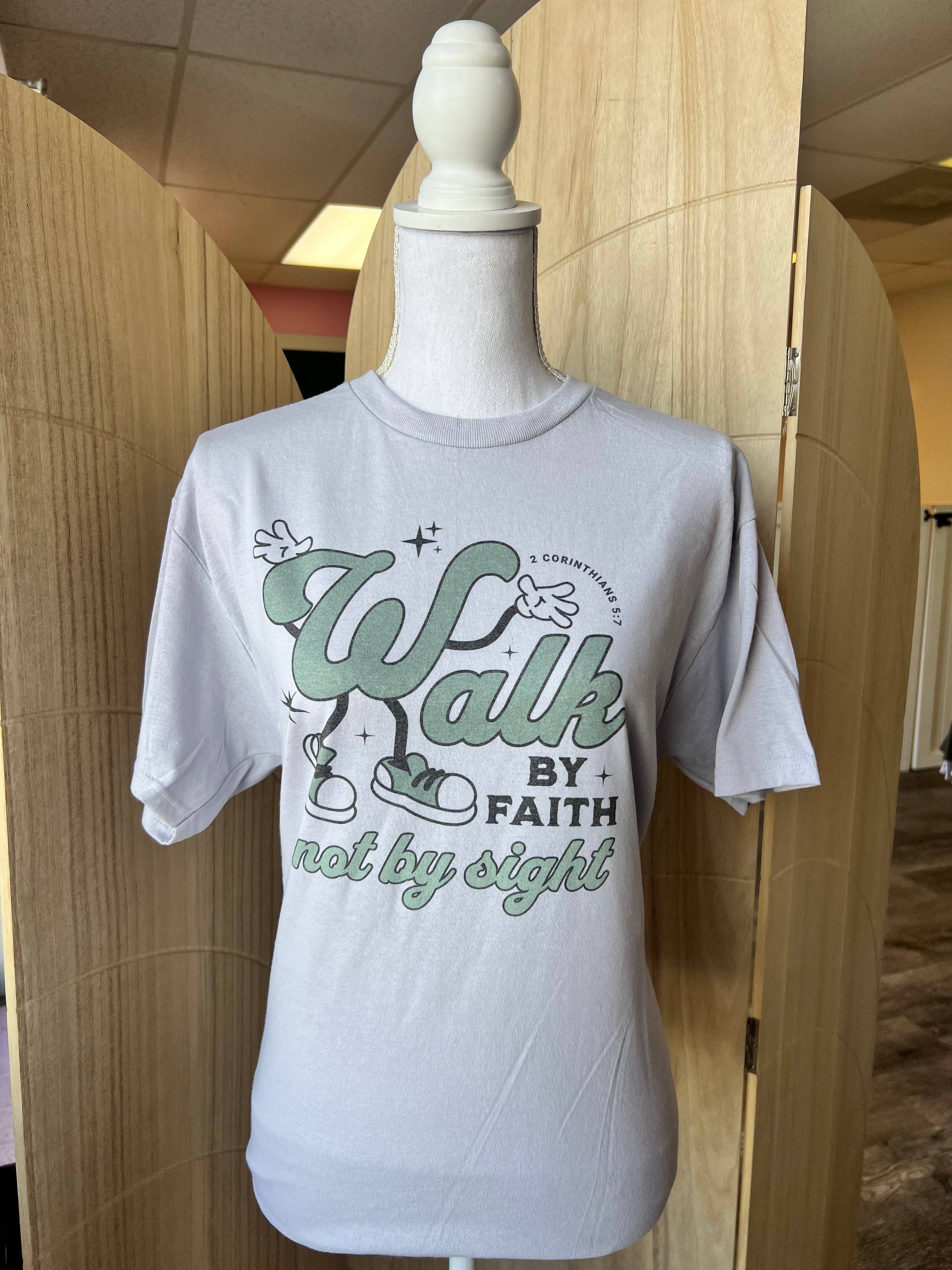 Walk By Faith Not By Sight On Silver Tee Hoodie, Sweatshirt | PodTeesHub.com