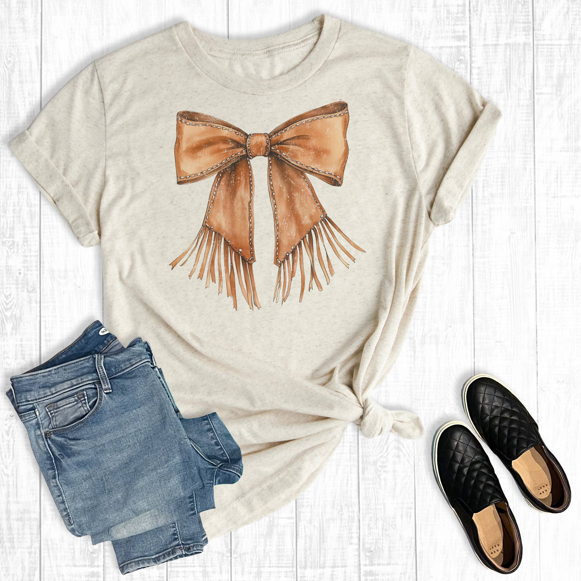 Western Cowgirl Coquette Bow Graphic Tee Hoodie, Sweatshirt | PodTeesHub.com